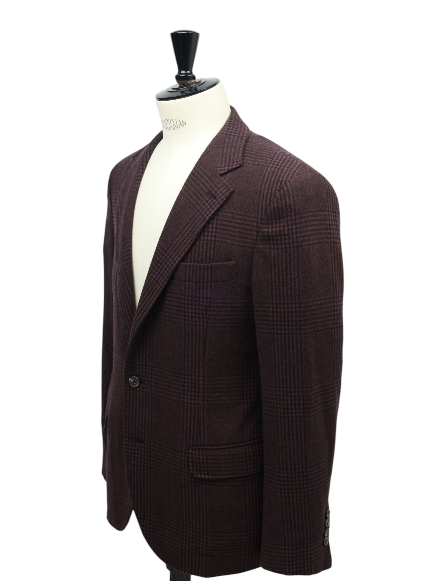 Brunello Cucinelli Castagne Brown Wool & Cashmere Glenplaid Jacket