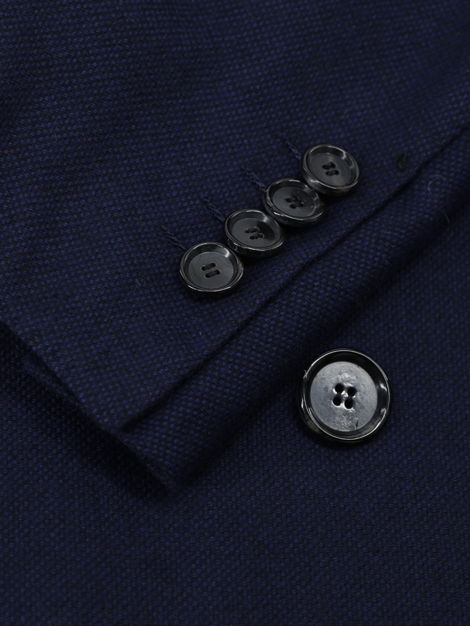 Cesare Attolini Navy Pure Cashmere Double Breasted Micro-Pattern Peacoat