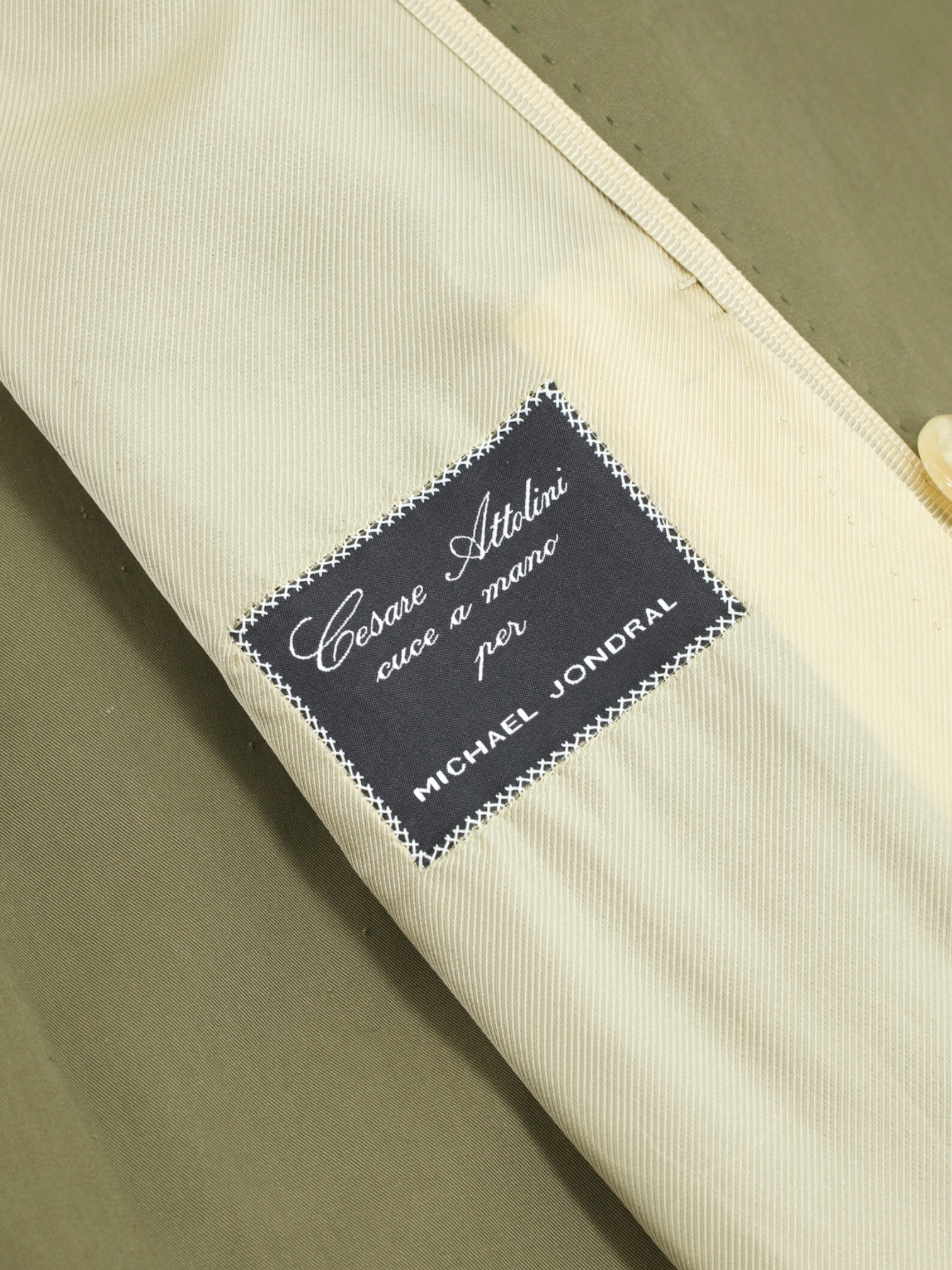 Cesare Attolini Olive Green Pure-Cotton Sartorial Caban Peacoat