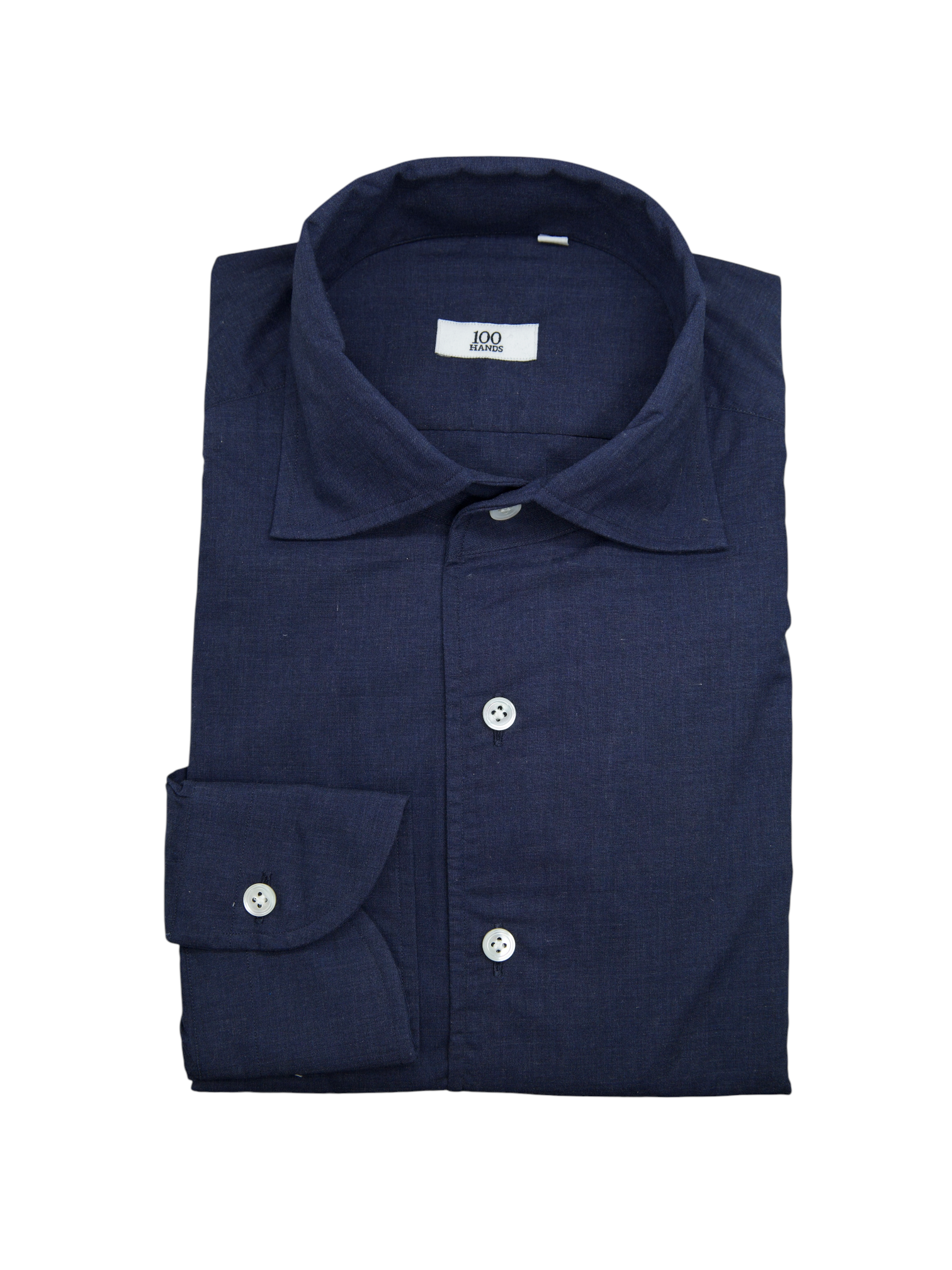 100 Hands Navy Cotton Melange-Pattern Shirt