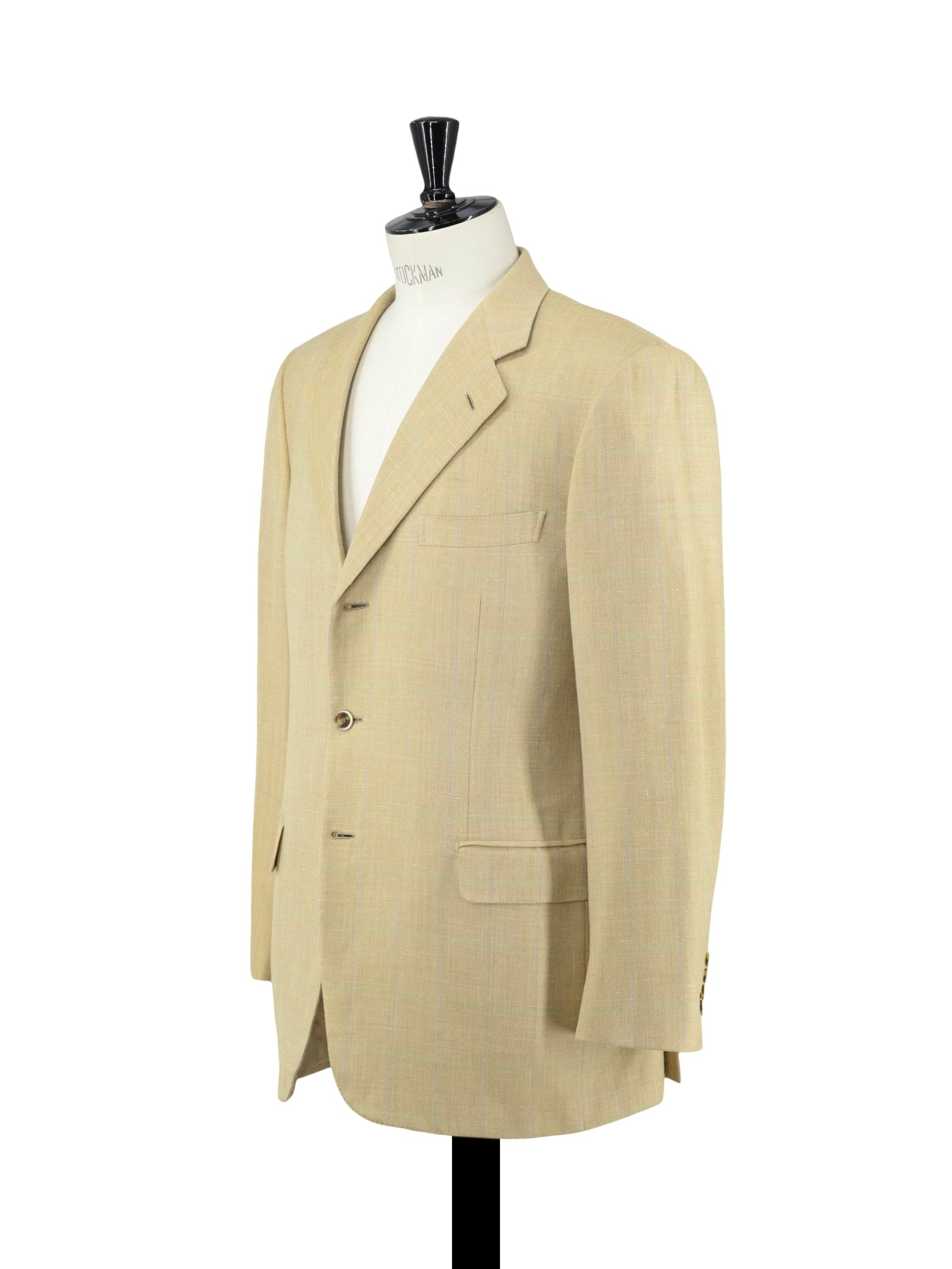 Brioni Light Yellow & Green Wool, Silk & Linen Windowpane Nomentano Jacket