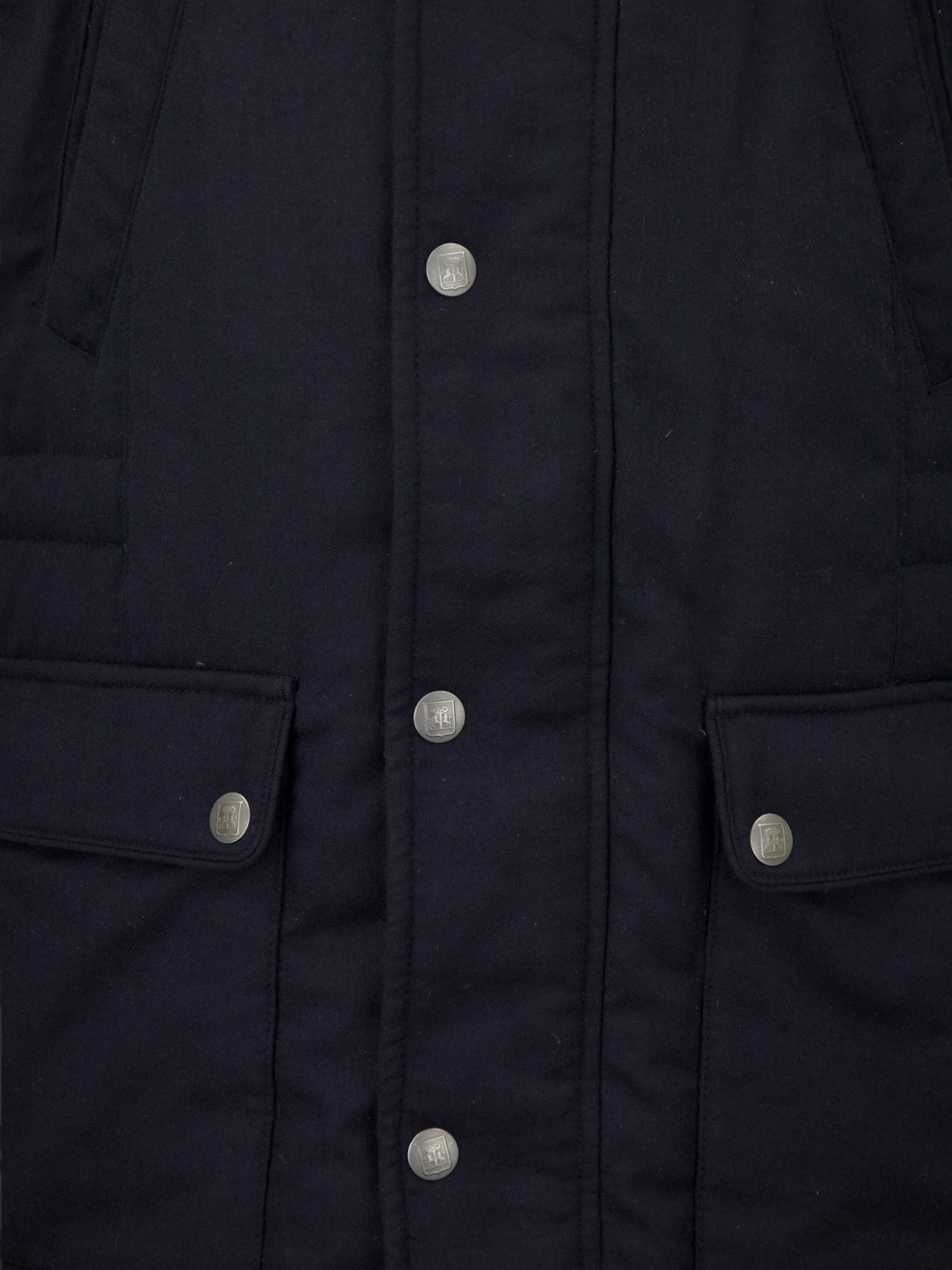 Corneliani ID Navy Wool Goose-Down Padded Parka + Coyote Fur Collar