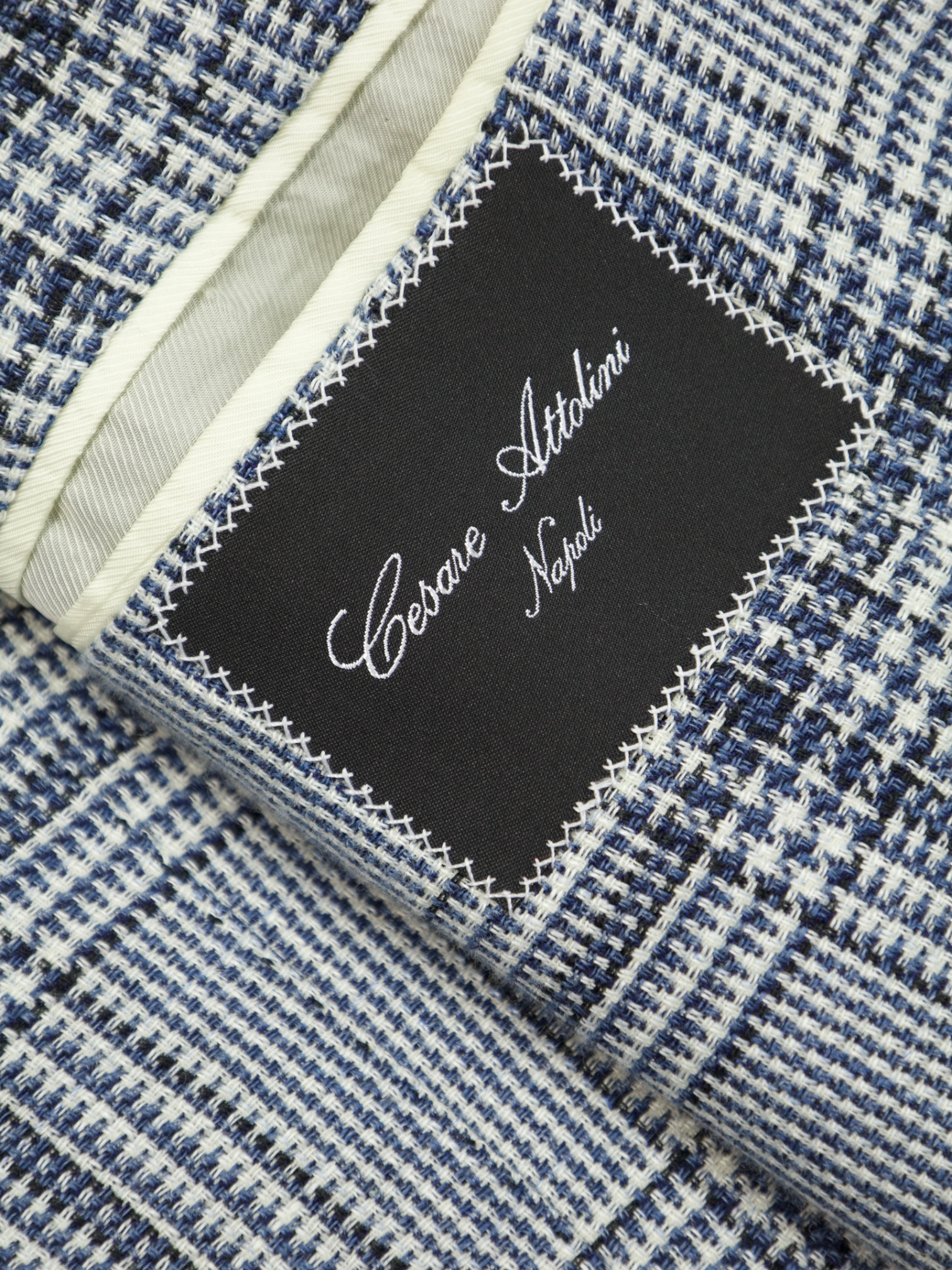 Cesare Attolini Ice Blue Linen & Wool Prince of Wales Check Jacket