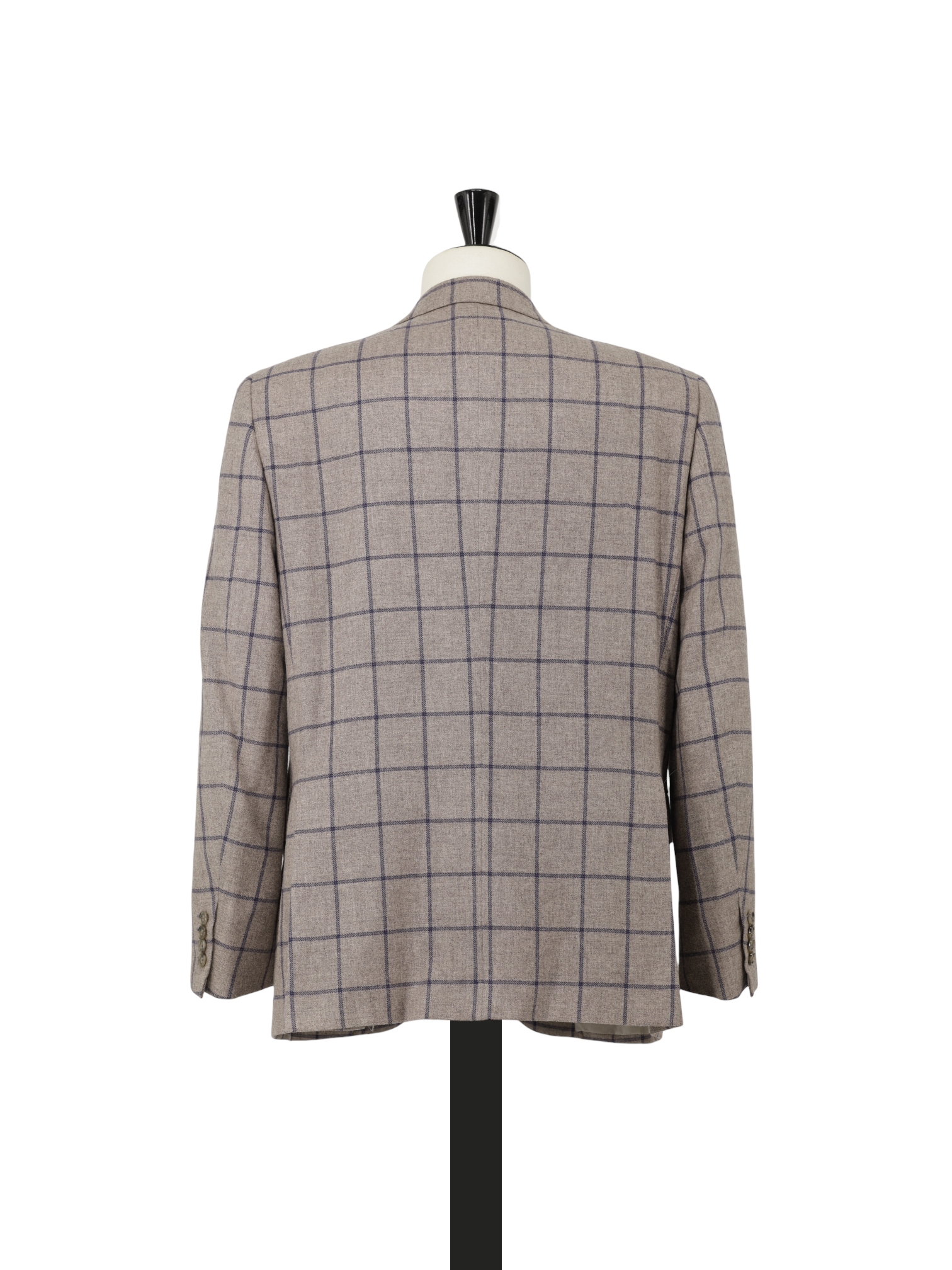 Brioni Taupe & Navy Wool, Silk & Cashmere Windowpane Brunico Jacket