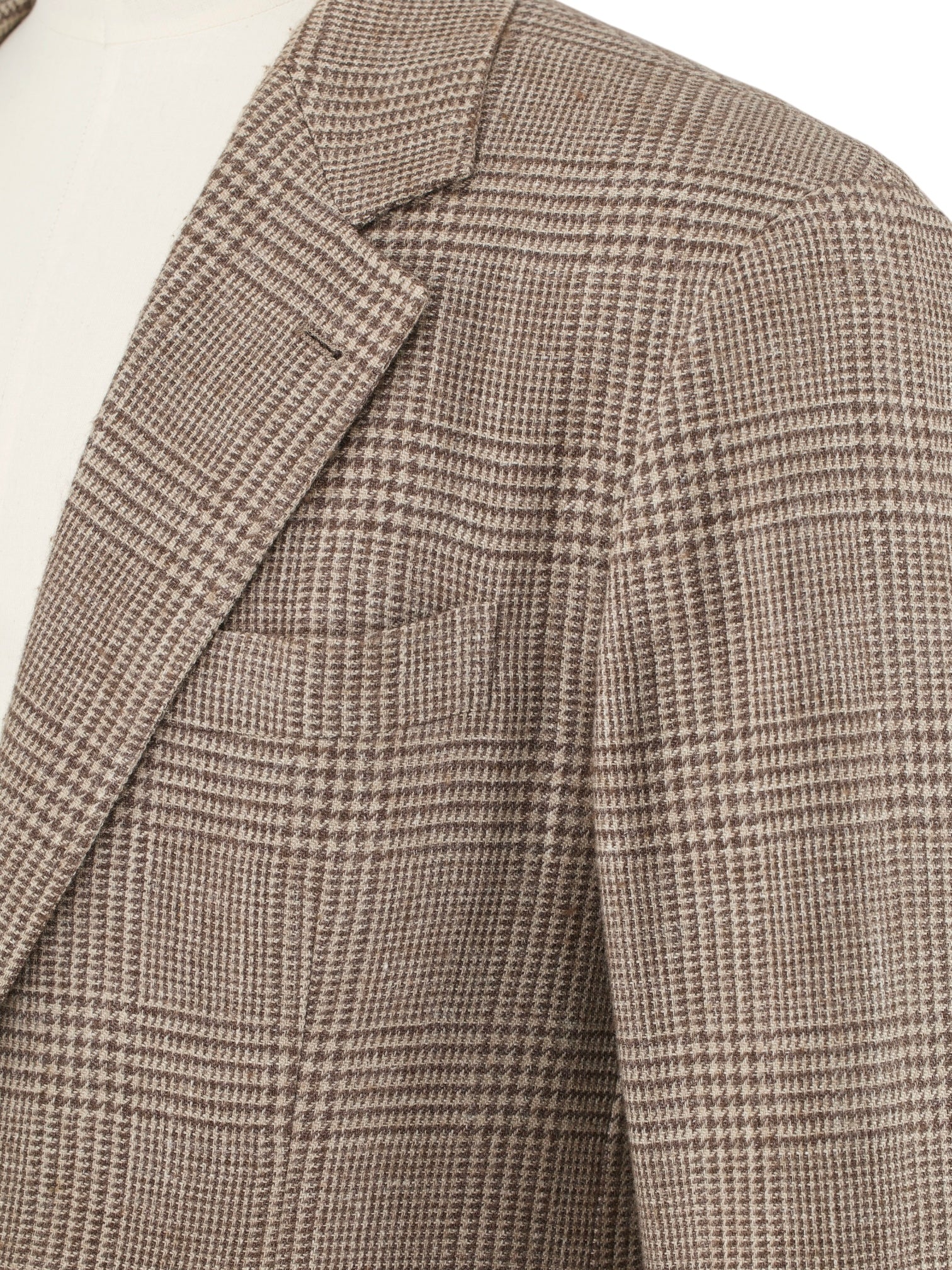 Brunello Cucinelli Light Brown Wool, Silk & Linen Prince of Wales Jacket