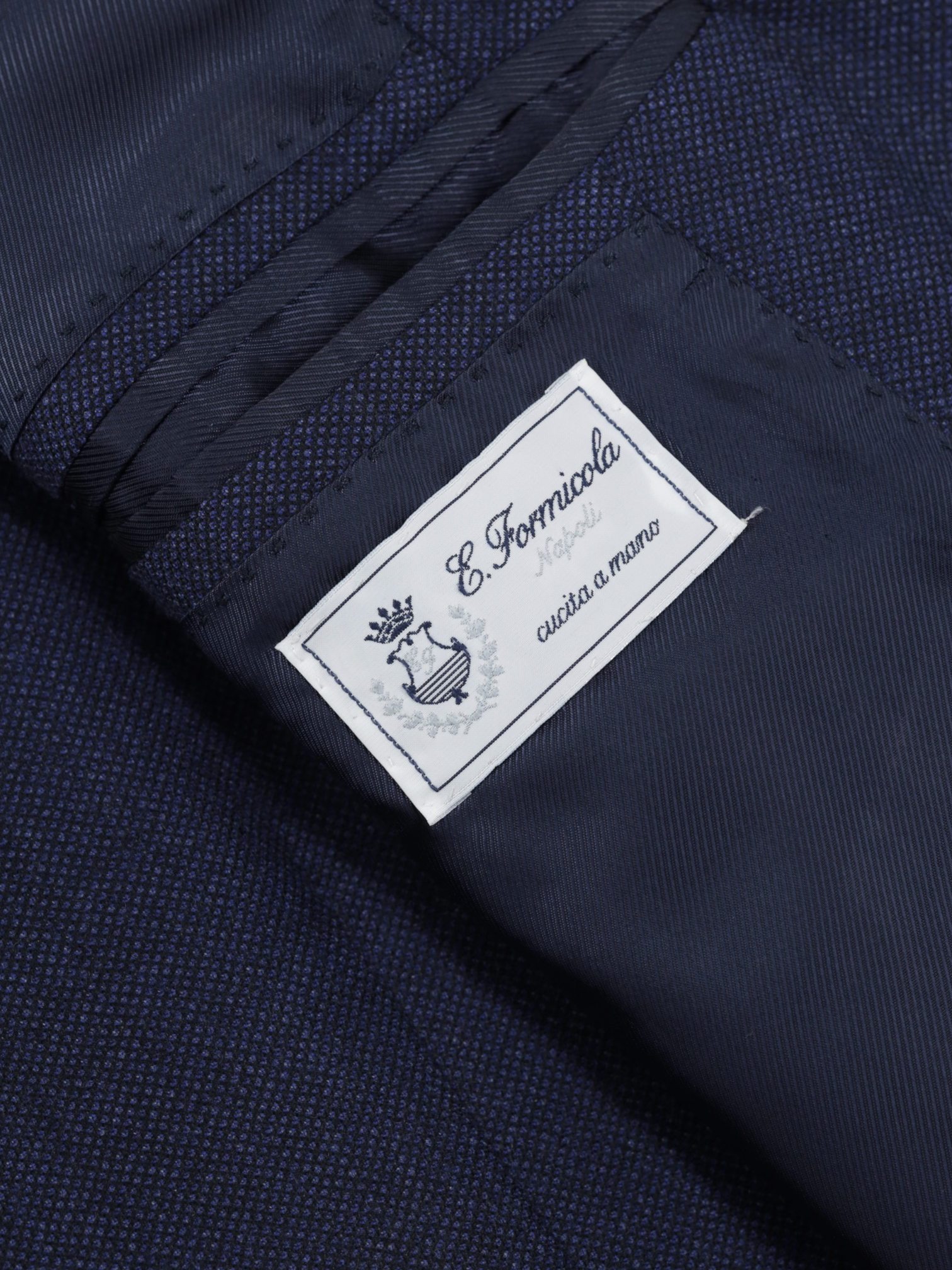 E. Formicola Dark Blue Worsted-Wool Birdseye Suit