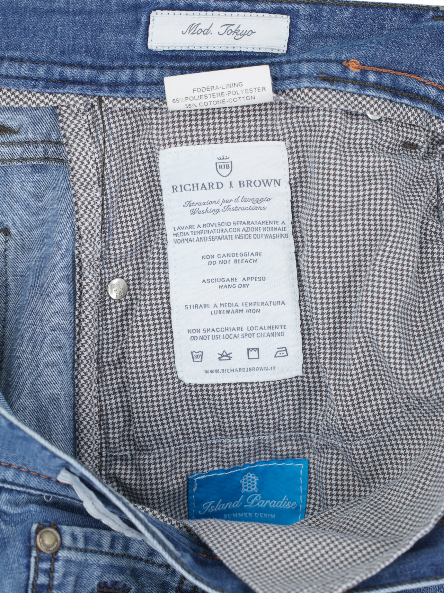 Richard J. Brown Light Blue Cotton, Linen & Stretch "Tokyo" Jeans