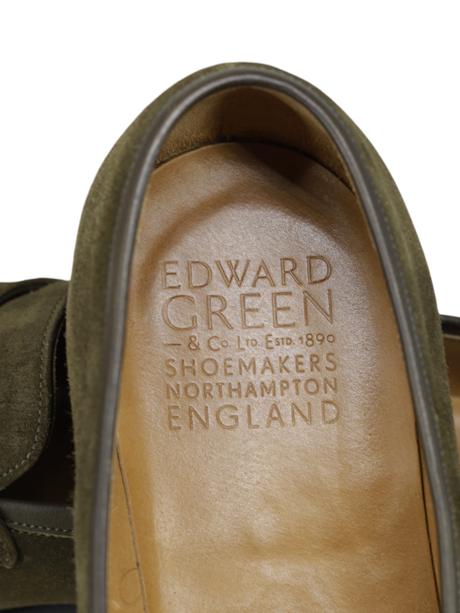 Edward Green Army Green Suede Piccadilly "E184" Penny Loafer