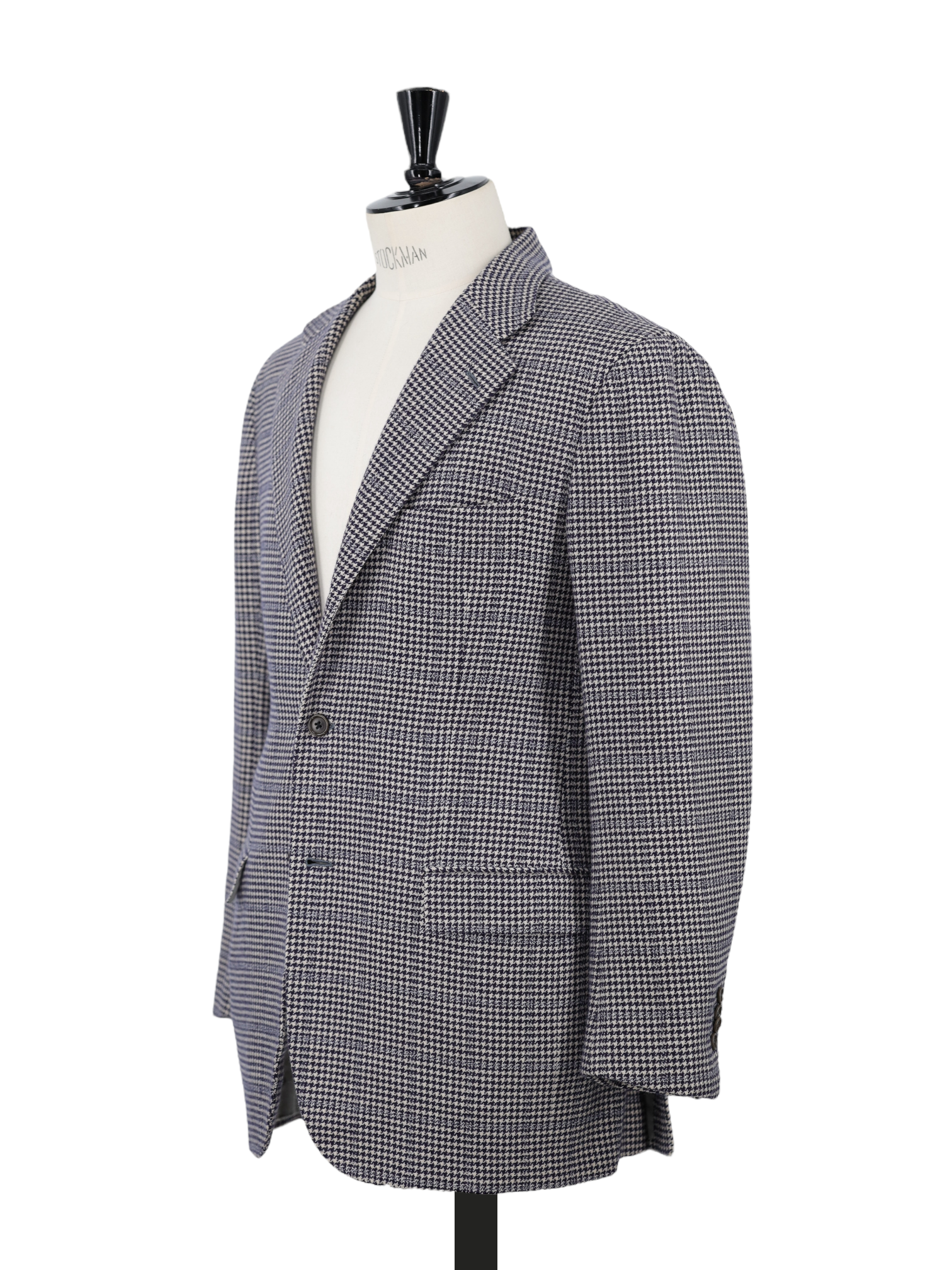 Kiton Navy & Light Blue Pure-Cashmere Pied de Poule Jacket