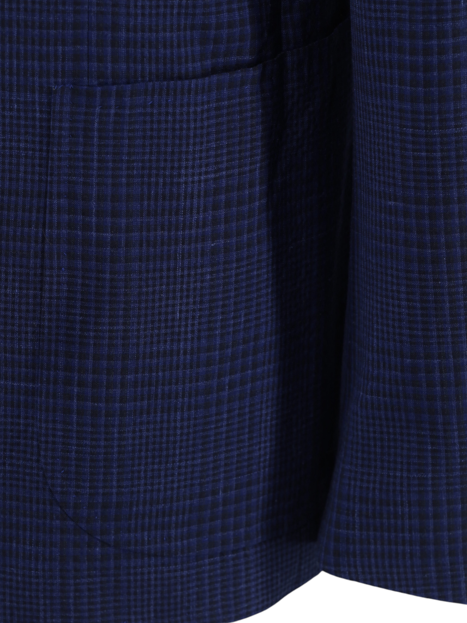 Isaia Cobalt Blue Wool, Silk & Linen Shadow-Check Amalfi Jacket