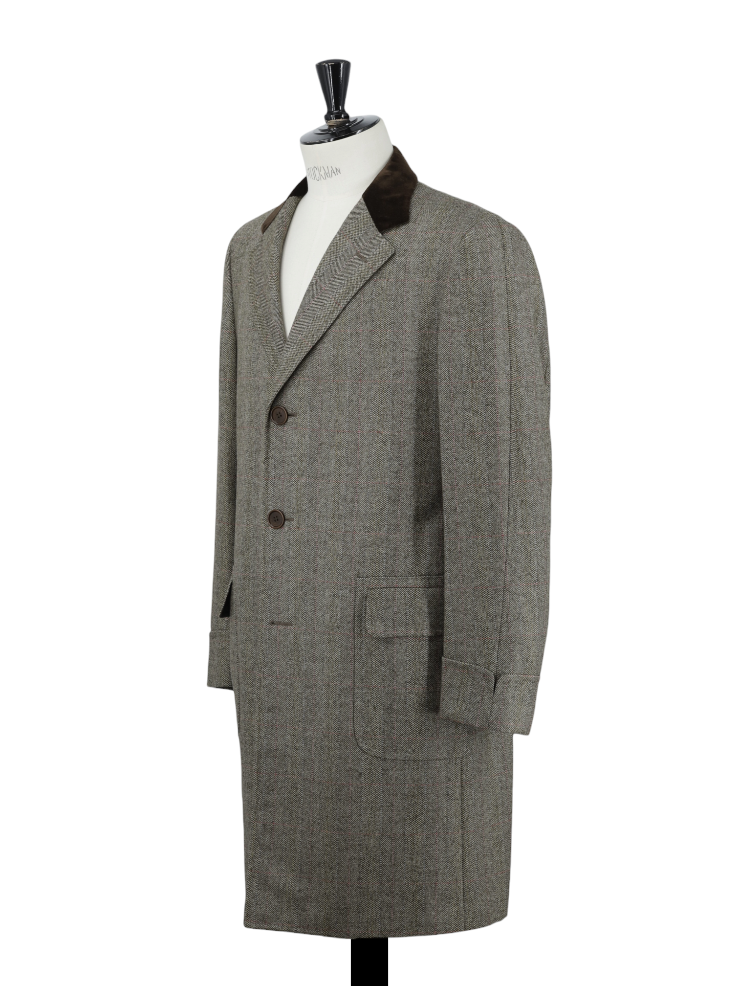 Canali Brown & Multicolor Pure Wool British-Style Covert Coat