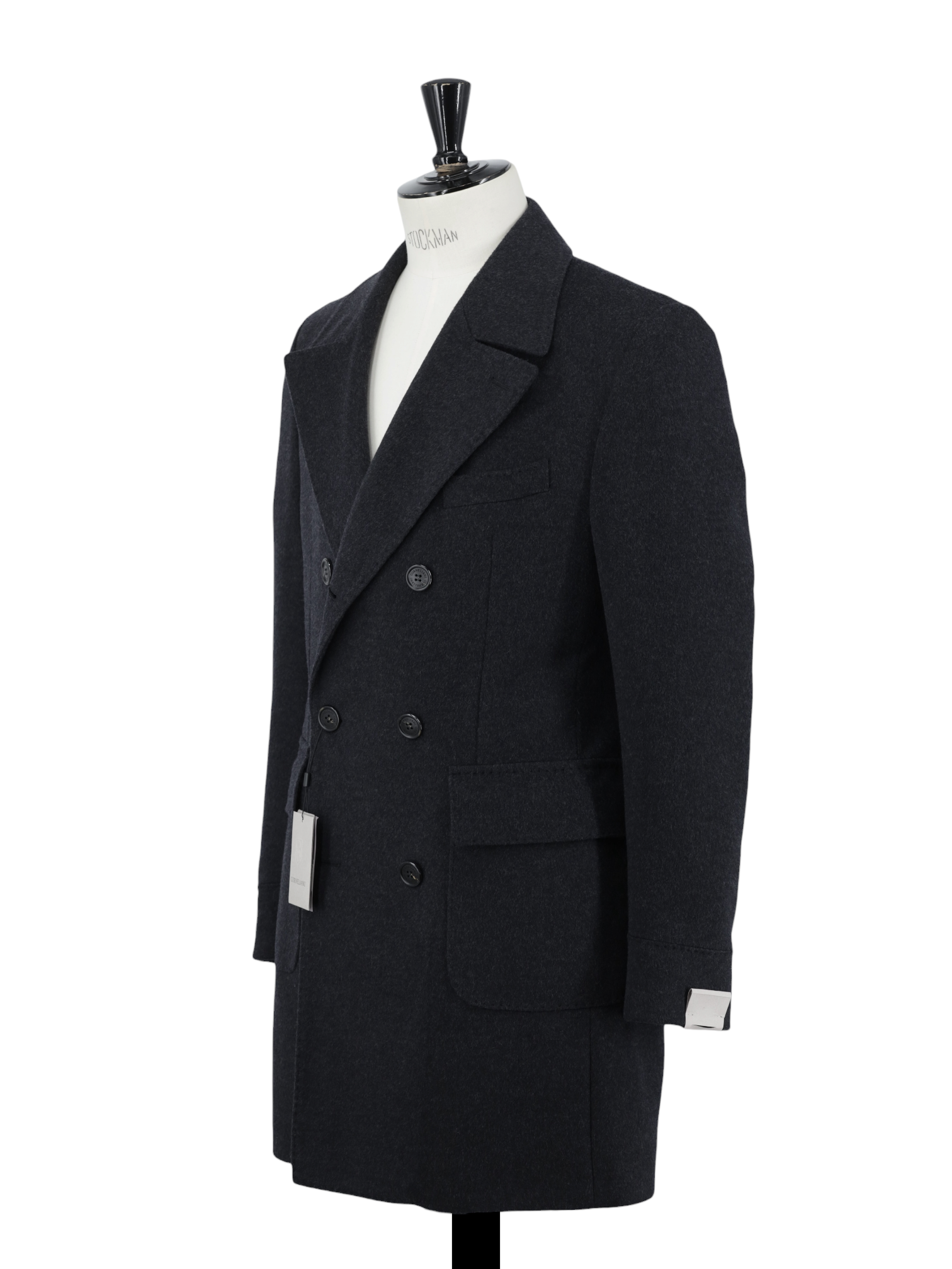 Corneliani Dark Grey Double-Breasted Virgin-Wool Polo Coat