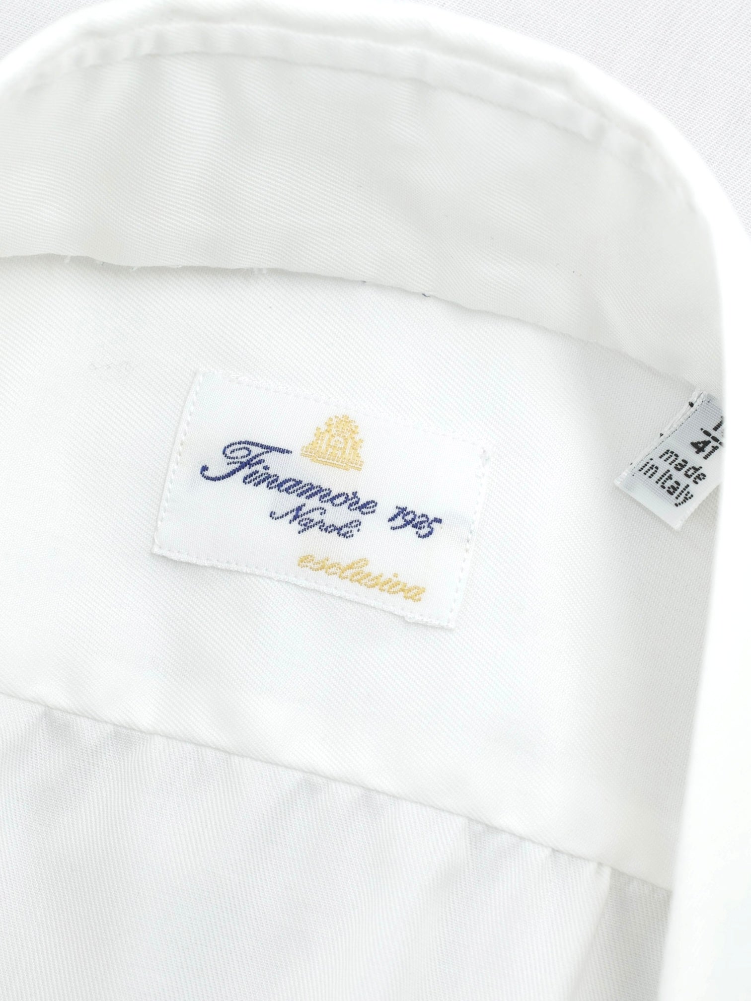 Finamore Esclusiva White Alumo Cotton Twill Shirt