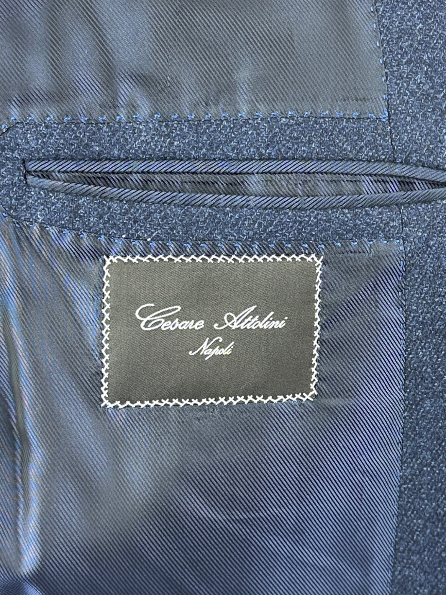 Cesare Attolini Blue Twill Wool & Silk Jacket