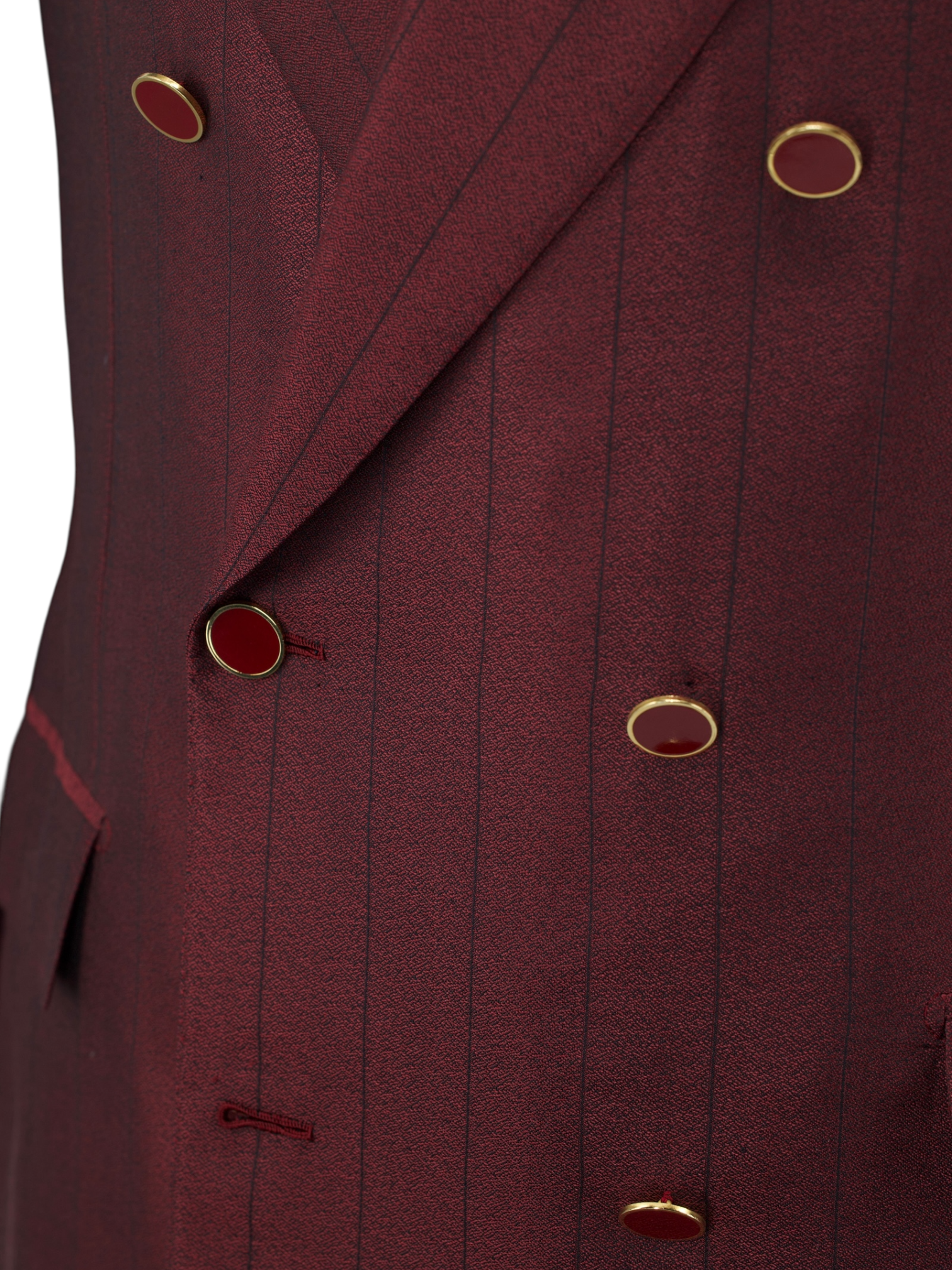 Brioni Wine Red Double Breasted Pure-Silk Pinstripe Jacket