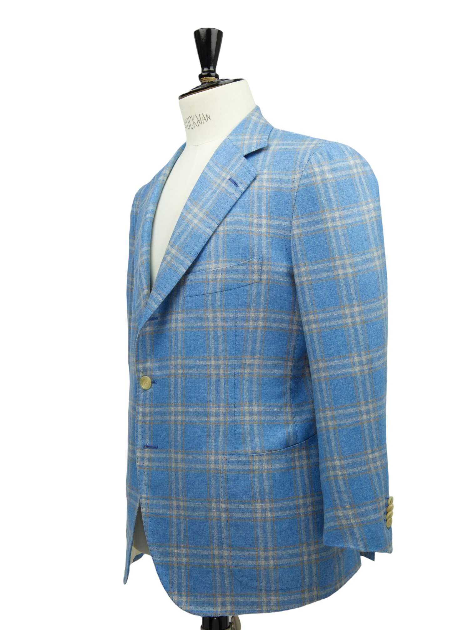 Cesare Attolini Aqua Blue Silk & Cashmere Tartan Jacket