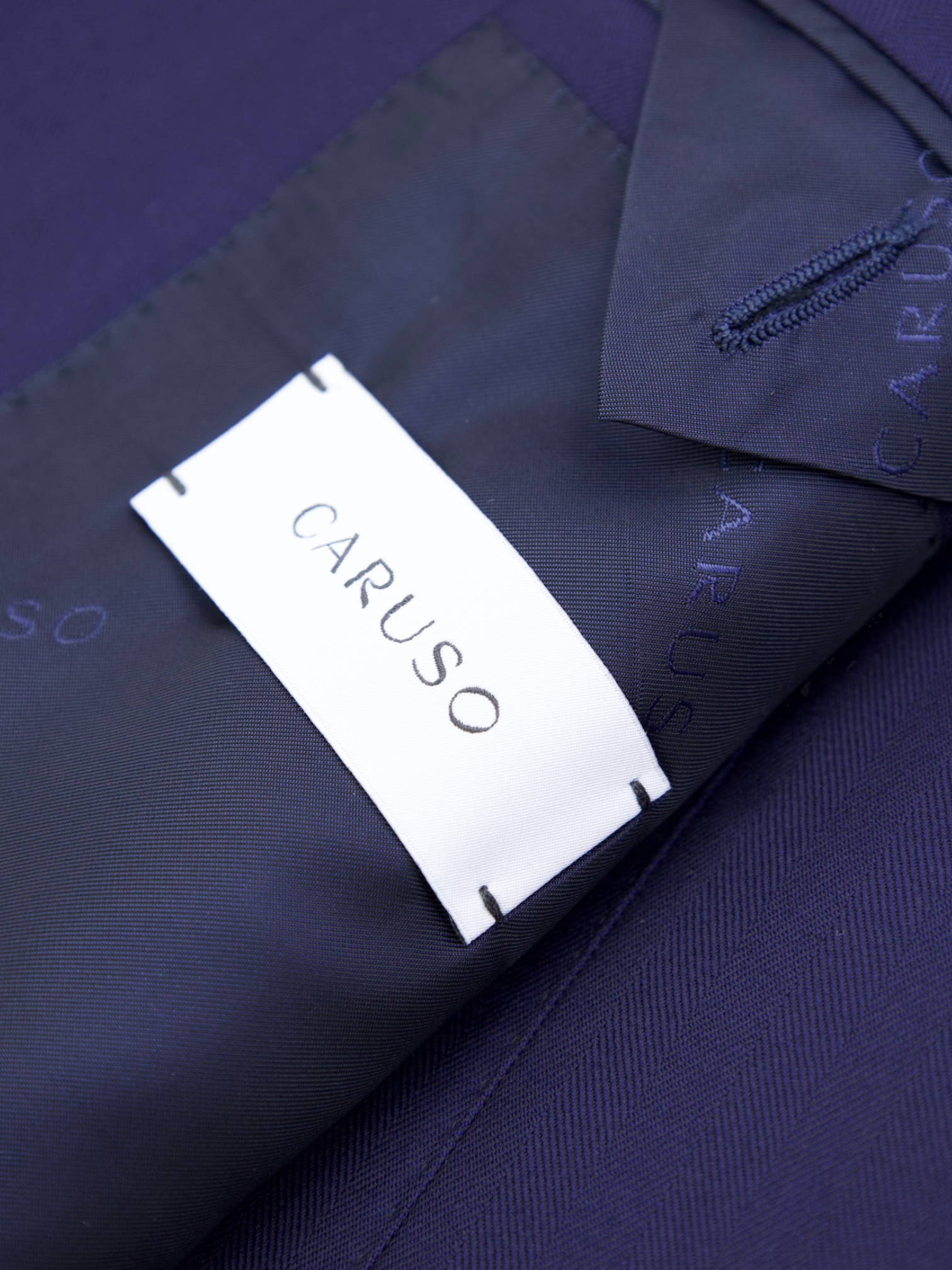 Caruso Navy "Superfine Cloth" Herringbone Aida Suit + Extra Trousers