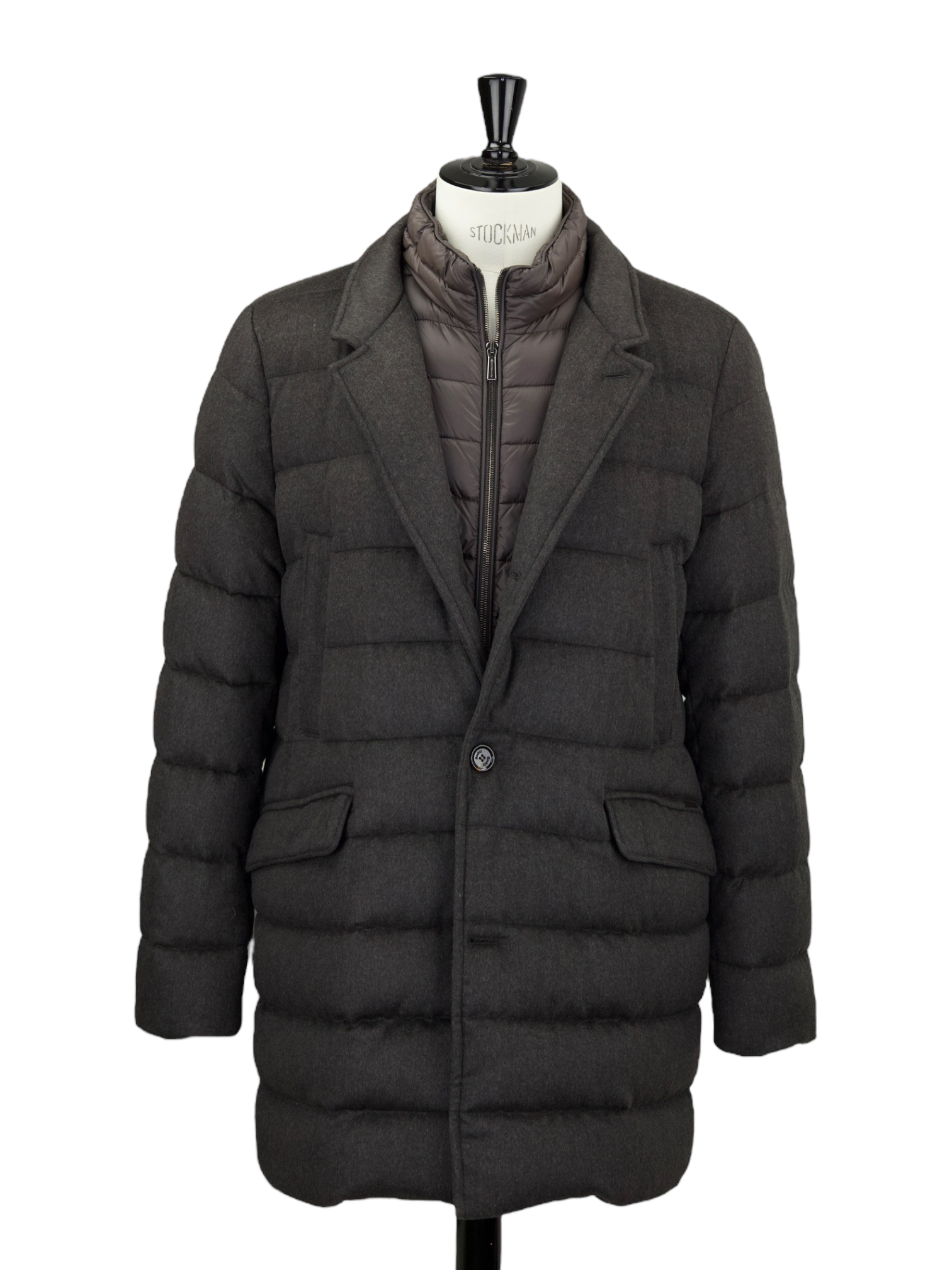 MooRER Dark Brown Wool & Cashmere Quilted "Costanzo" Parka