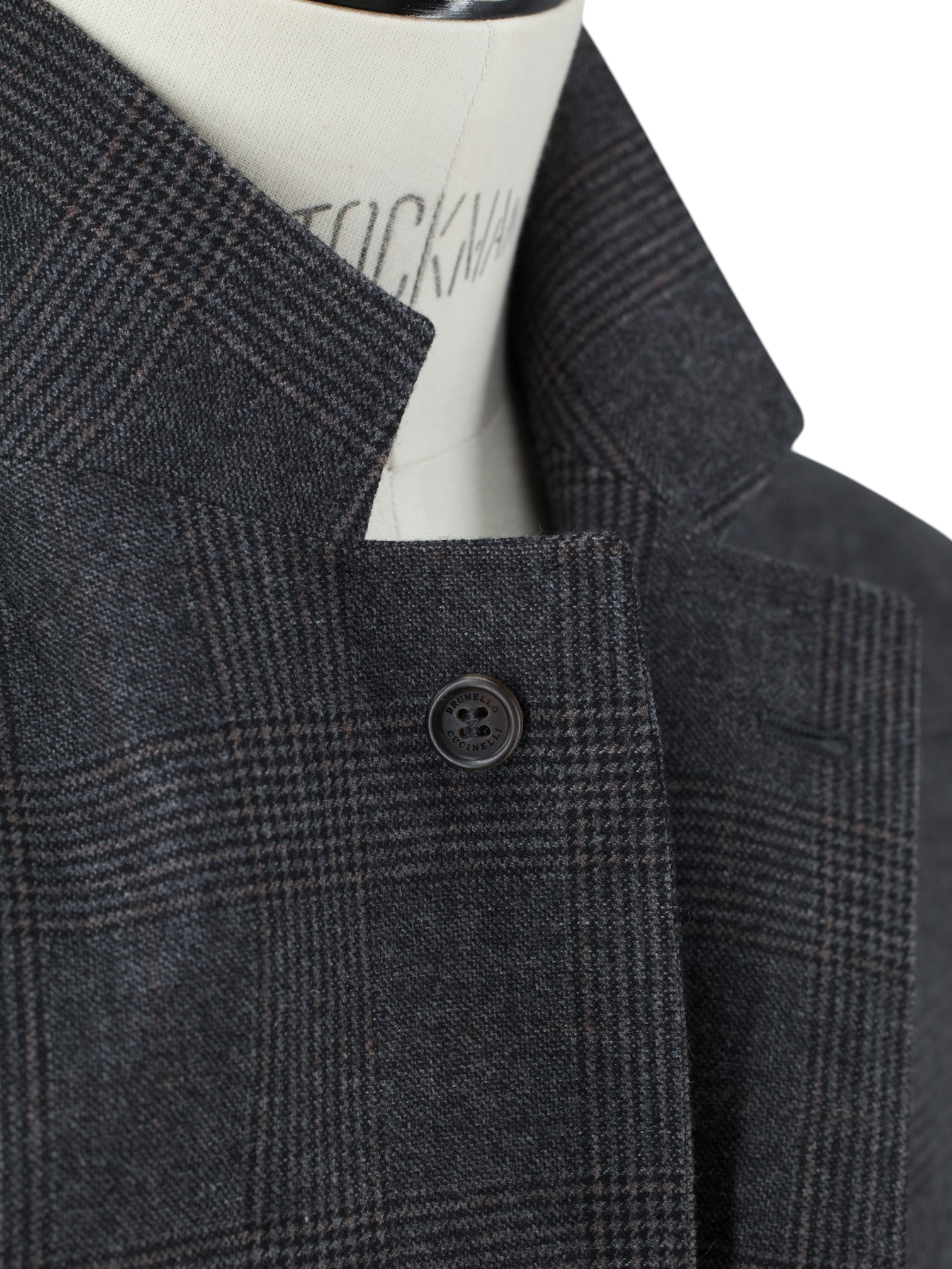 Brunello Cucinelli Grey & Brown Cashmere & Silk Checkered Jacket
