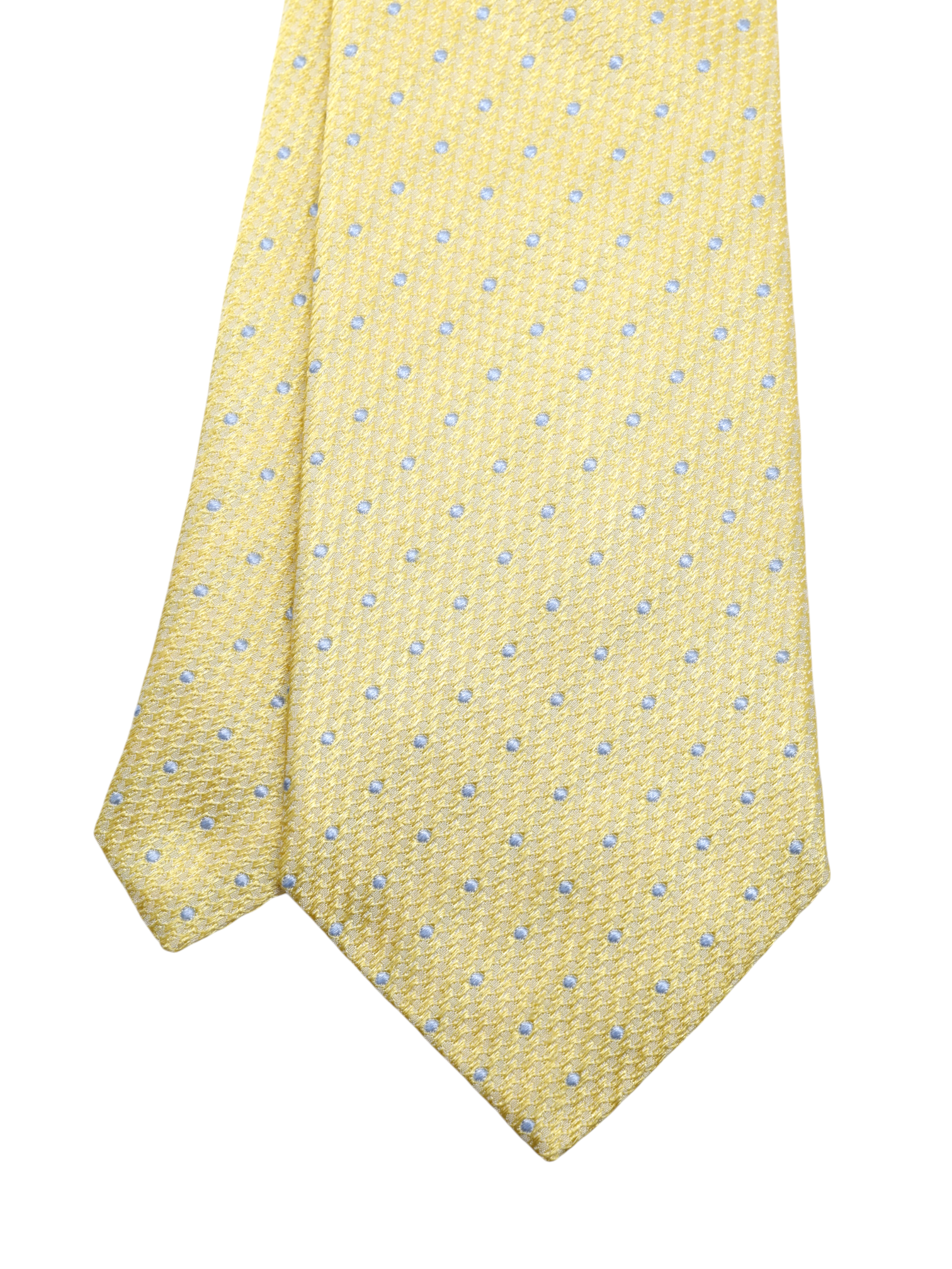 Turnbull & Asser Butter Yellow & Light Blue Silk Geometric Pattern Tie