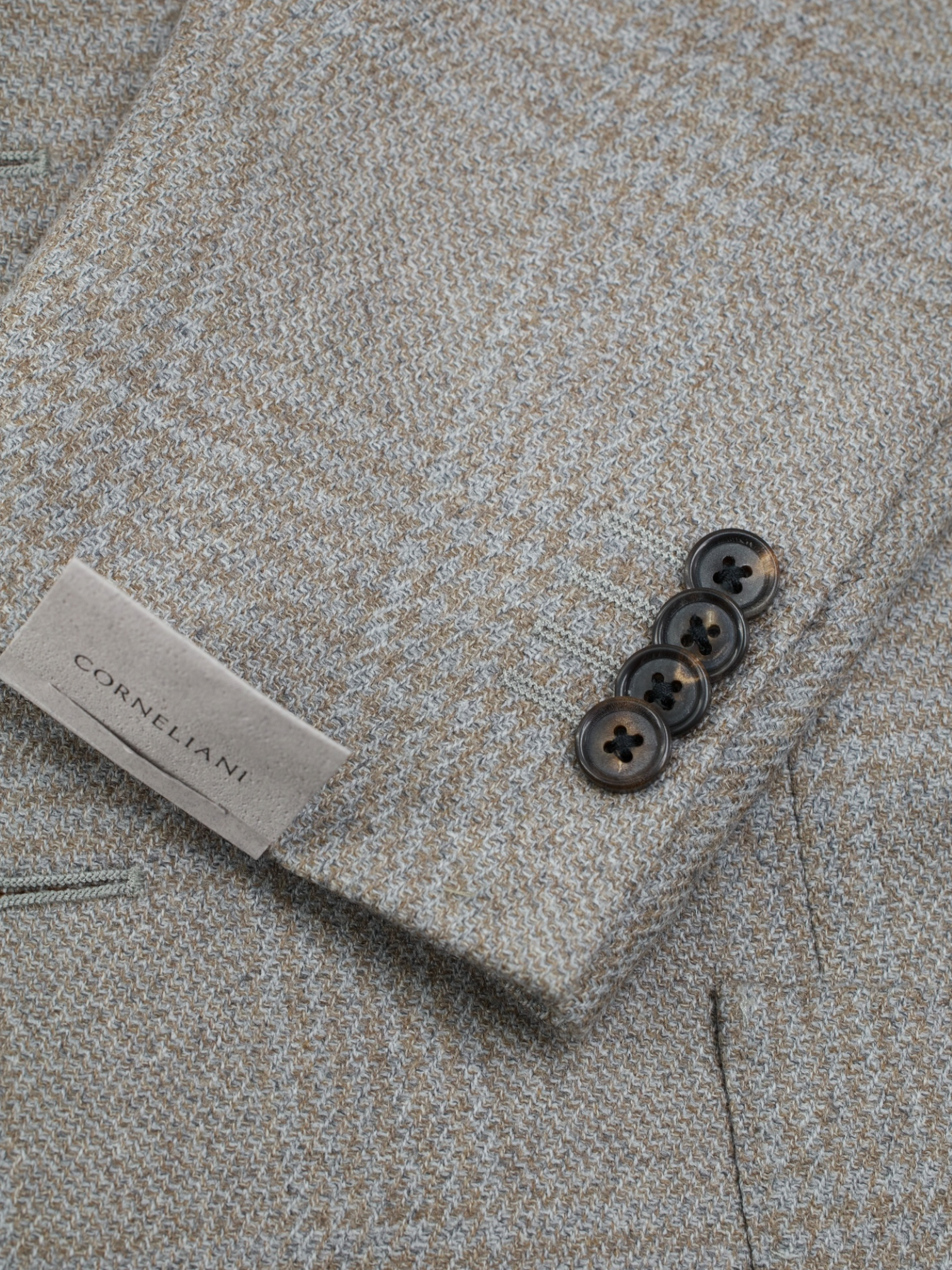 Corneliani Brown & Ice-Blue Wool & Silk "Sartoria Light" Glencheck Jacket