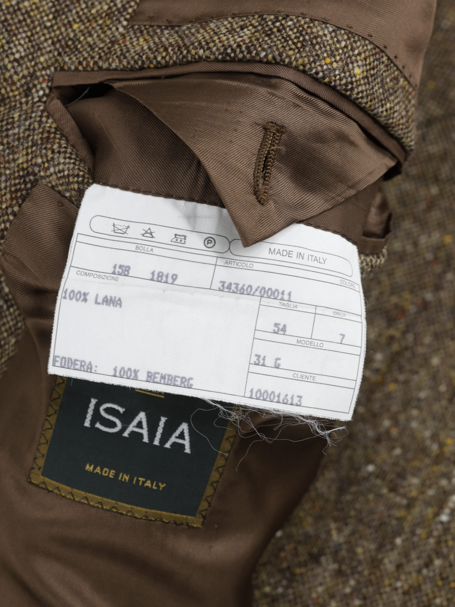 Isaia Brown Pure-Wool Speckled Donegal Country-Side Jacket