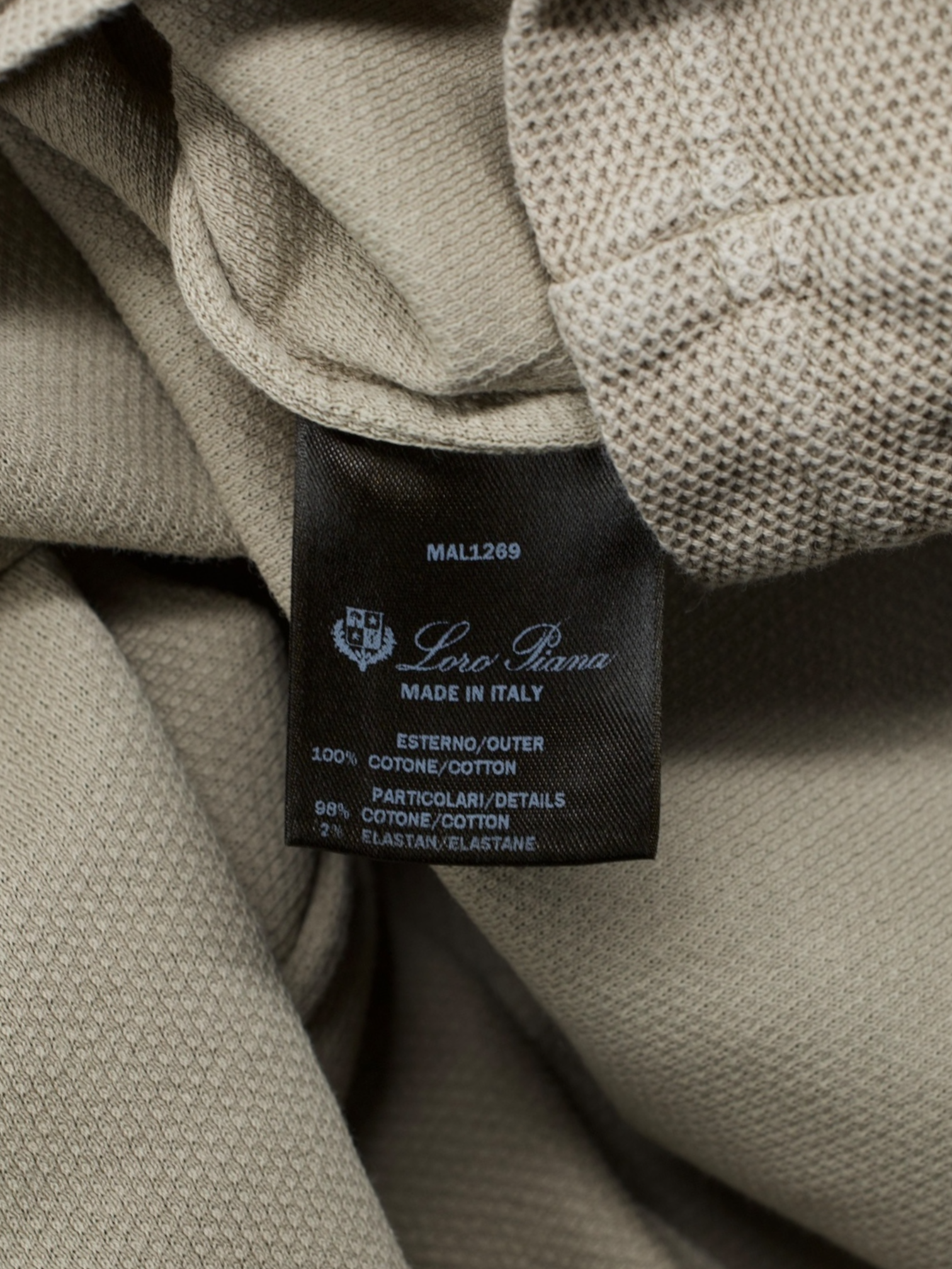 Loro Piana Light Brown Cotton Piqué Long-Sleeve Pop-Over Shirt