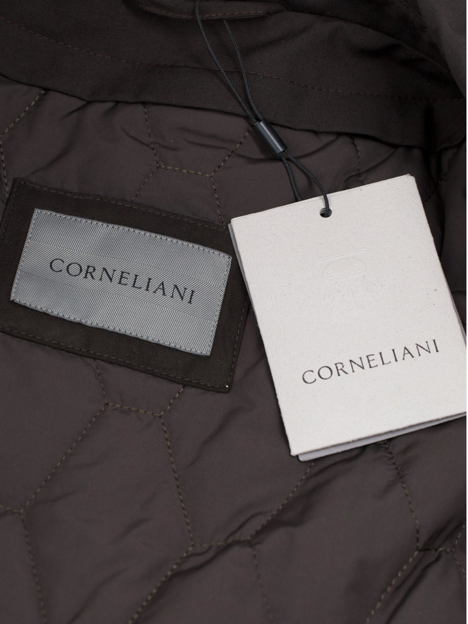 Corneliani Dark Olive-Drab Weather-Proof Padded Car Coat