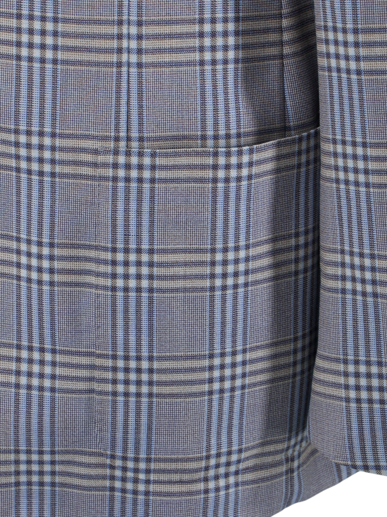 Corneliani Taupe & Light Blue Super 130's Checkered Jacket