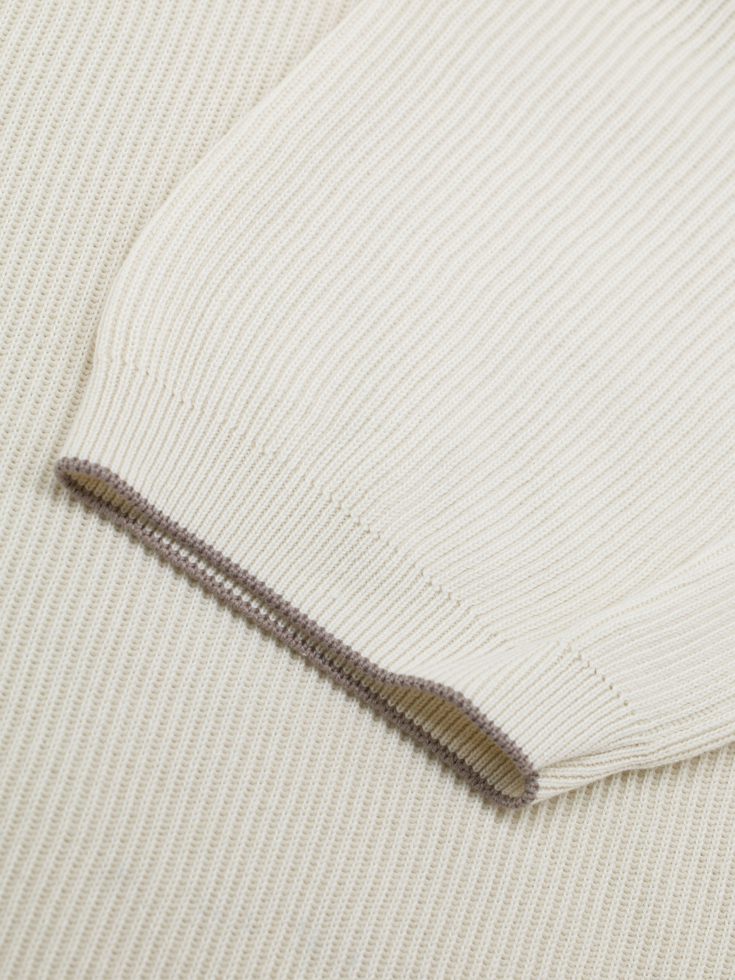 Brunello Cucinelli Creme Lightweight Rib-Knitted Cotton Buttonless Polo