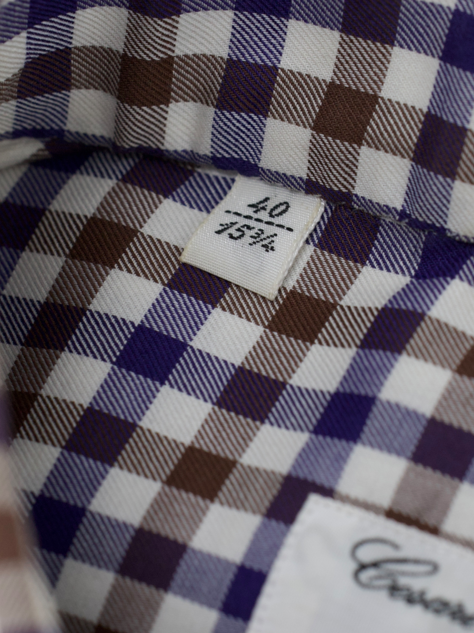 Cesare Attolini Brown & Navy Cotton Gingham-Check Button Down Shirt
