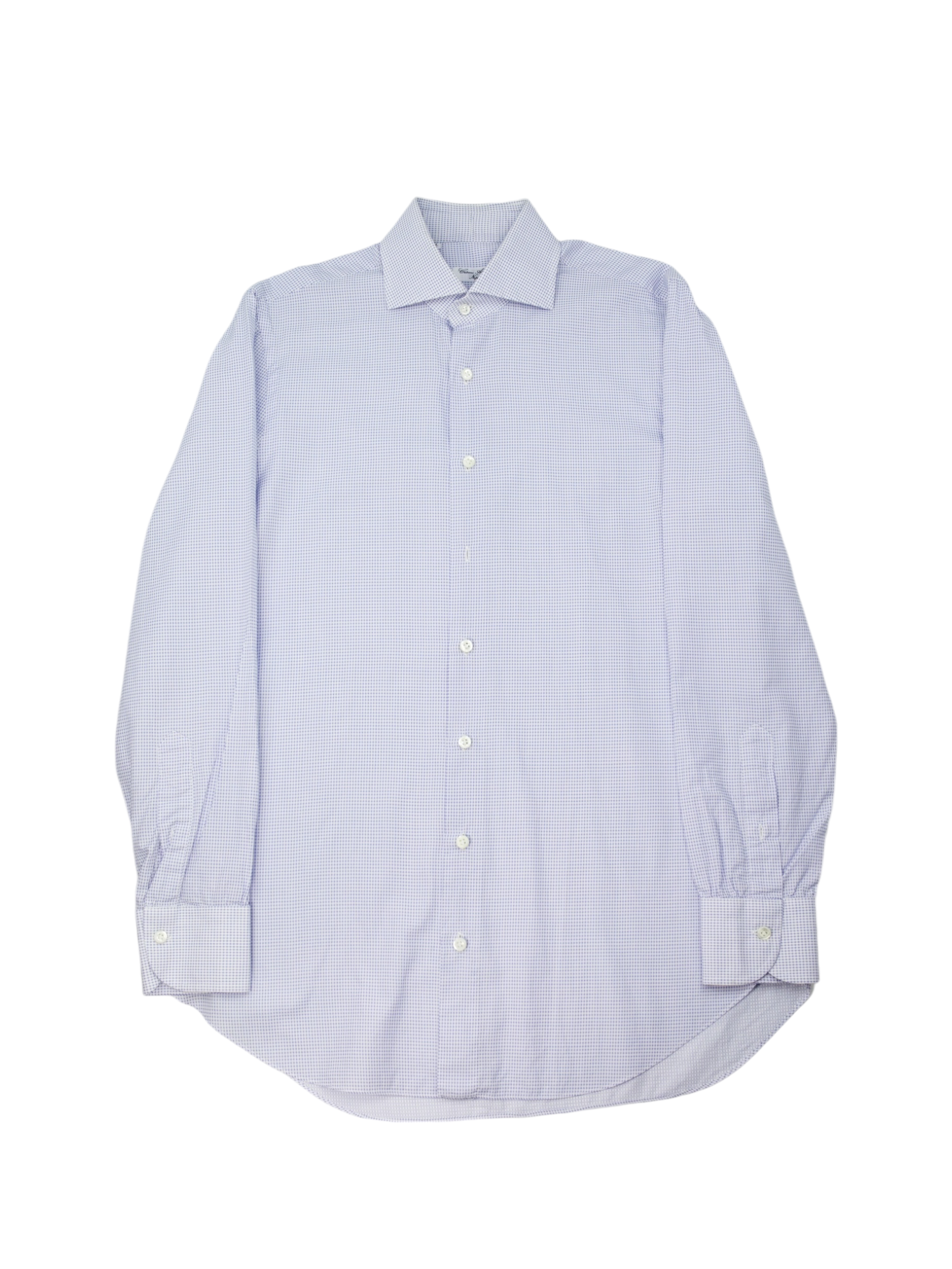 Cesare Attolini White & Light Blue Geometric Cotton Shirt