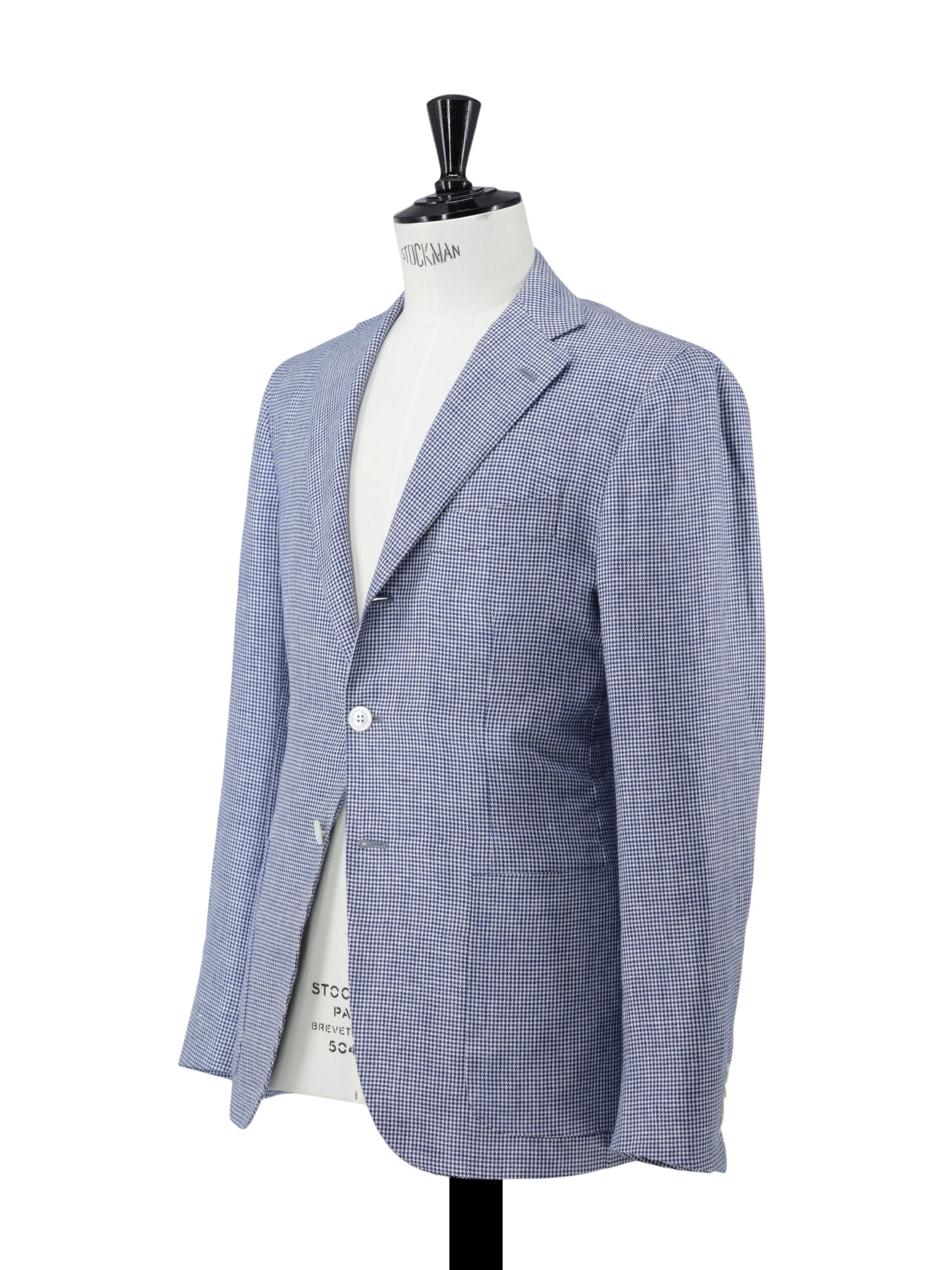Kiton Navy & White Pure Linen Pied de Poule Jacket