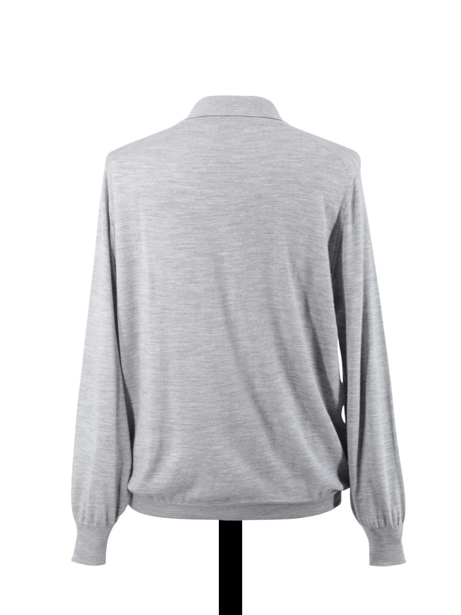 Brunello Cucinelli Grey Wool & Cashmere Long-Sleeve Polo