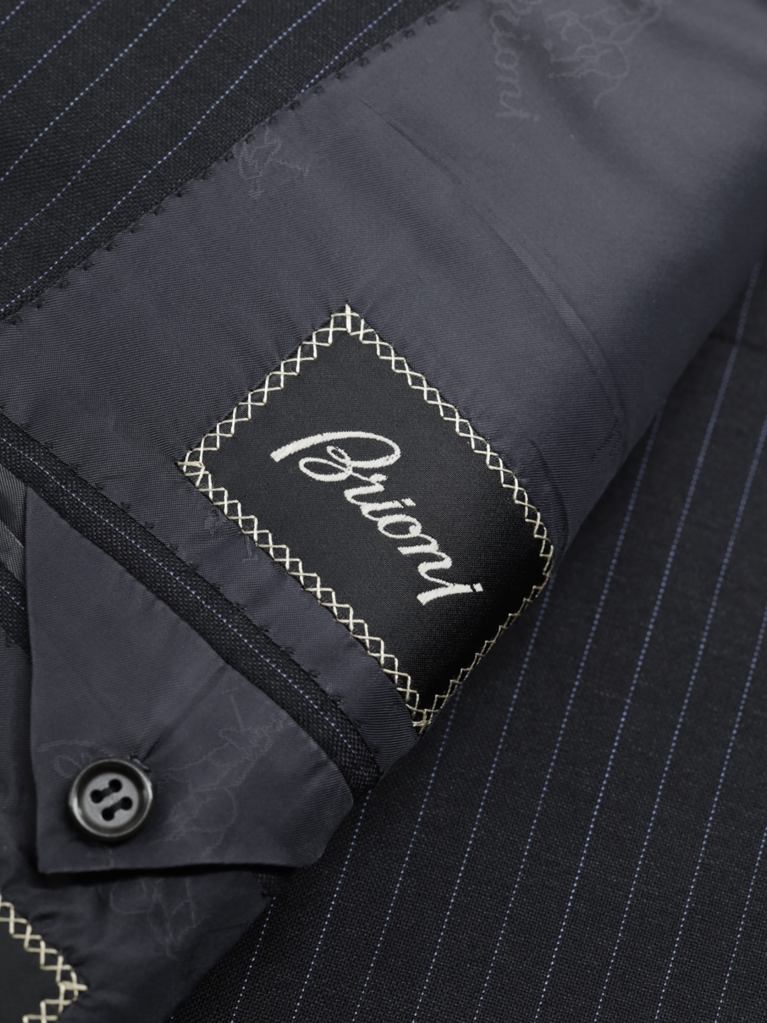 Brioni Anthracite & Light Blue Super 150's Wool Pinstripe Nomentano Suit