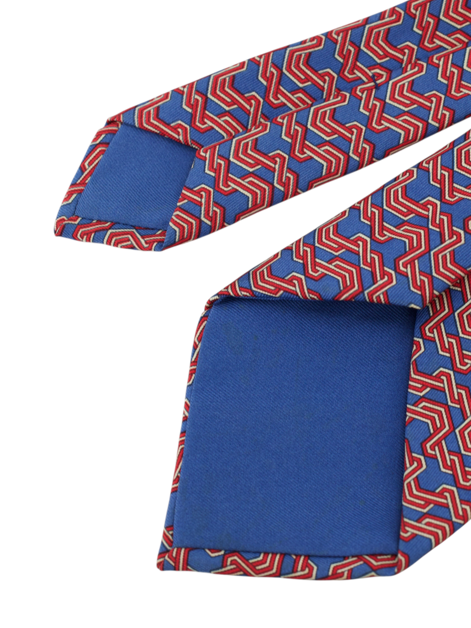 Hermès Blue & Red Silk Zigzag Tie