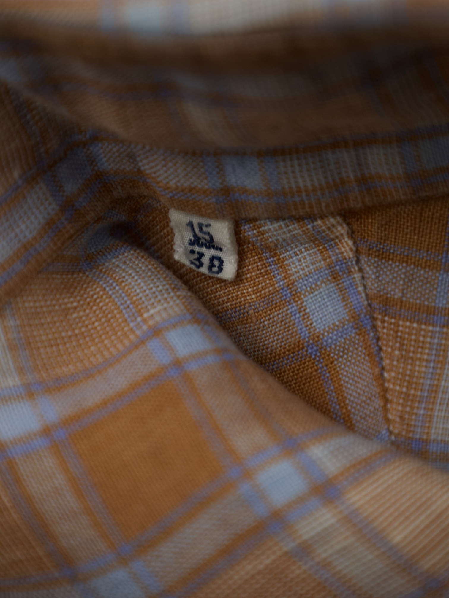 Fray Orange & Ice-Blue Linen Windowpane Shirt