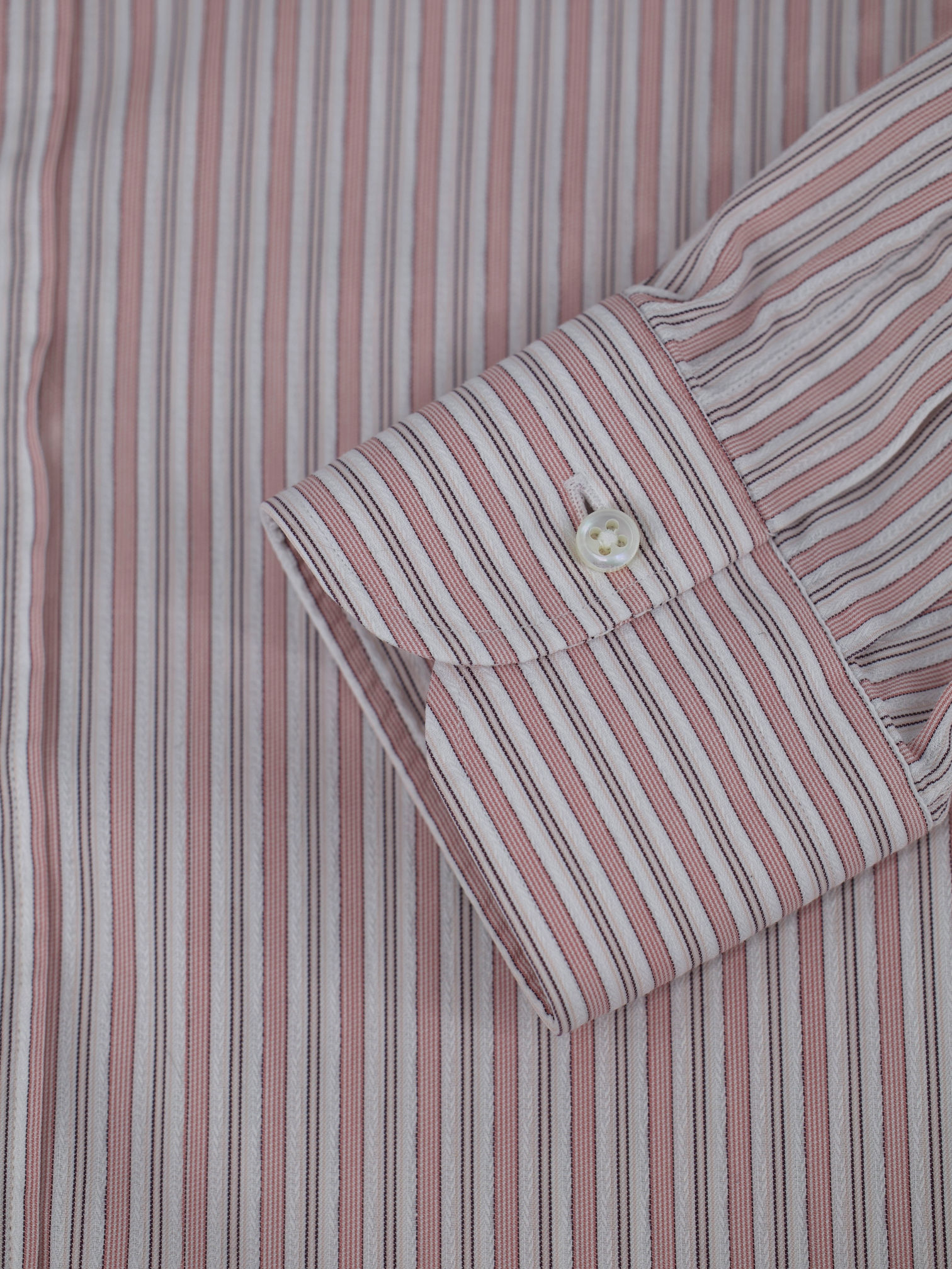 Ermenegildo Zegna Pink & White Cotton Striped Dress Shirt