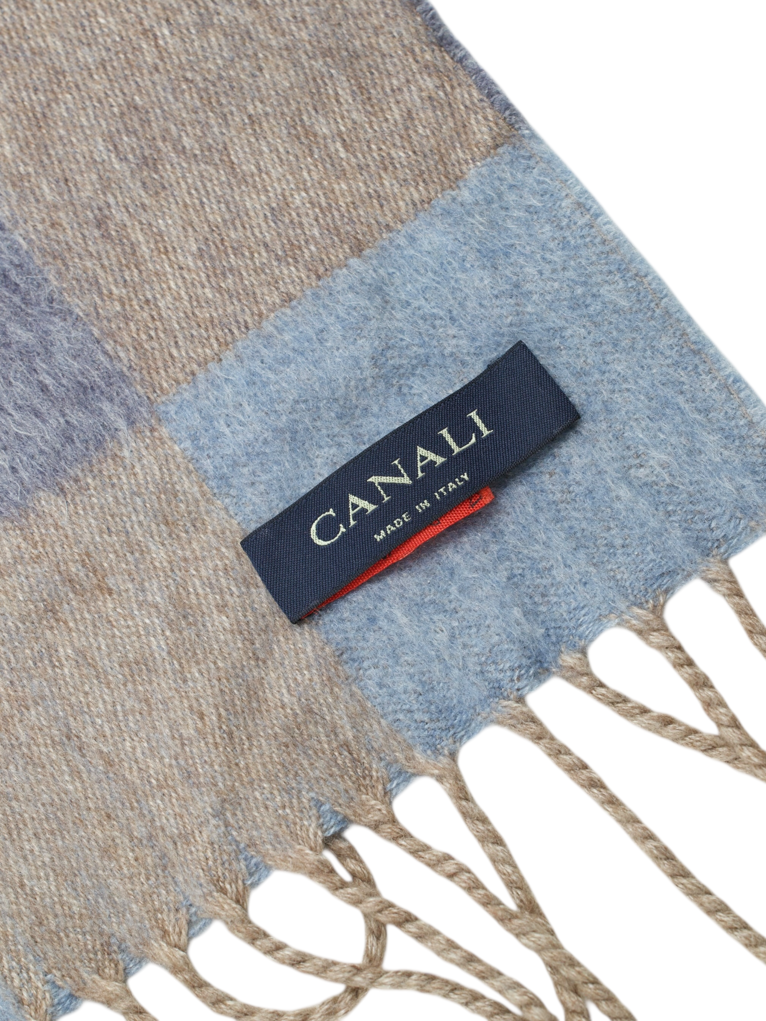 Canali Brown & Blue Pure Cashmere Checkered Scarf