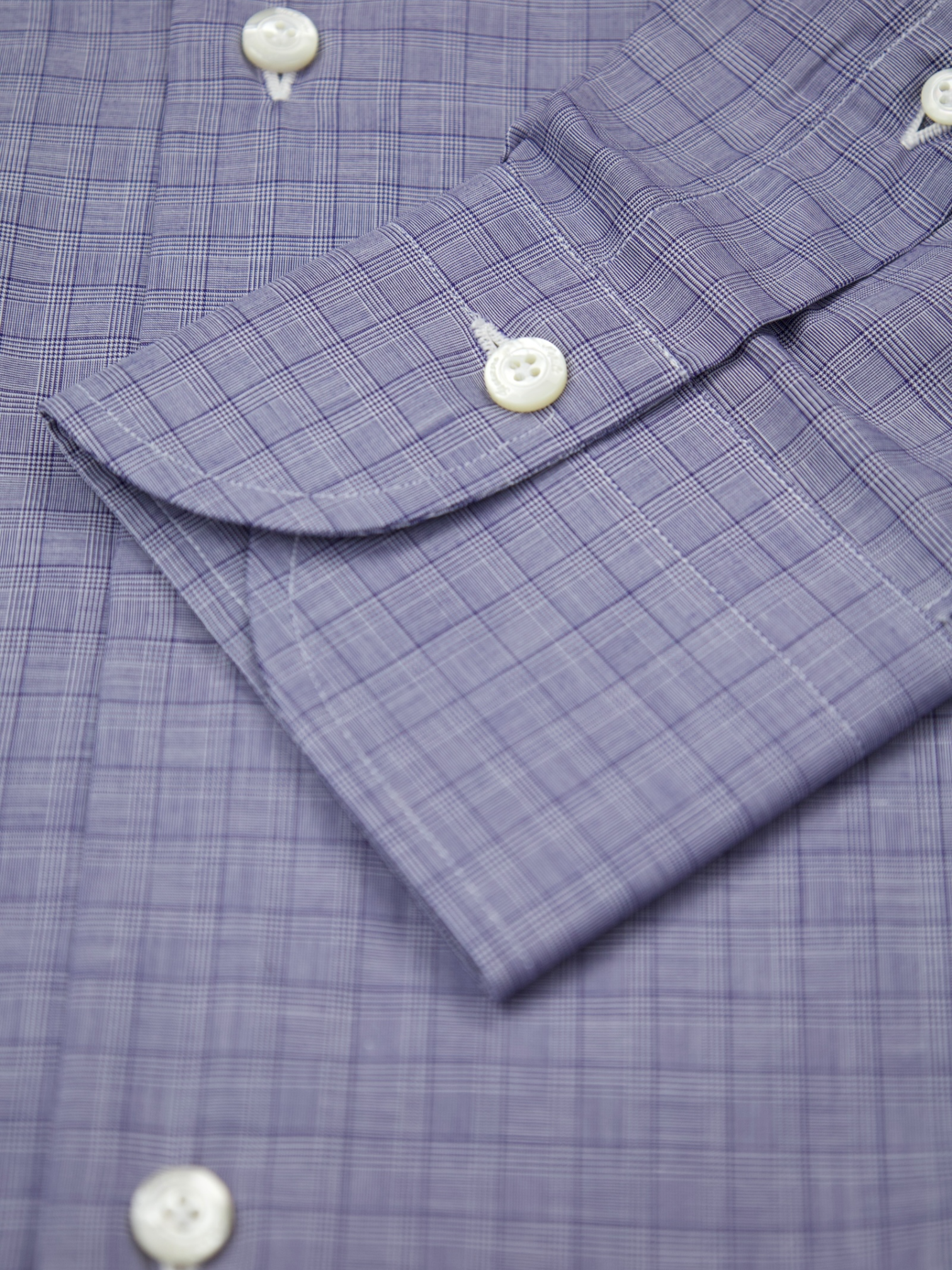 Finamore Steel Blue Glenplaid Cotton Shirt