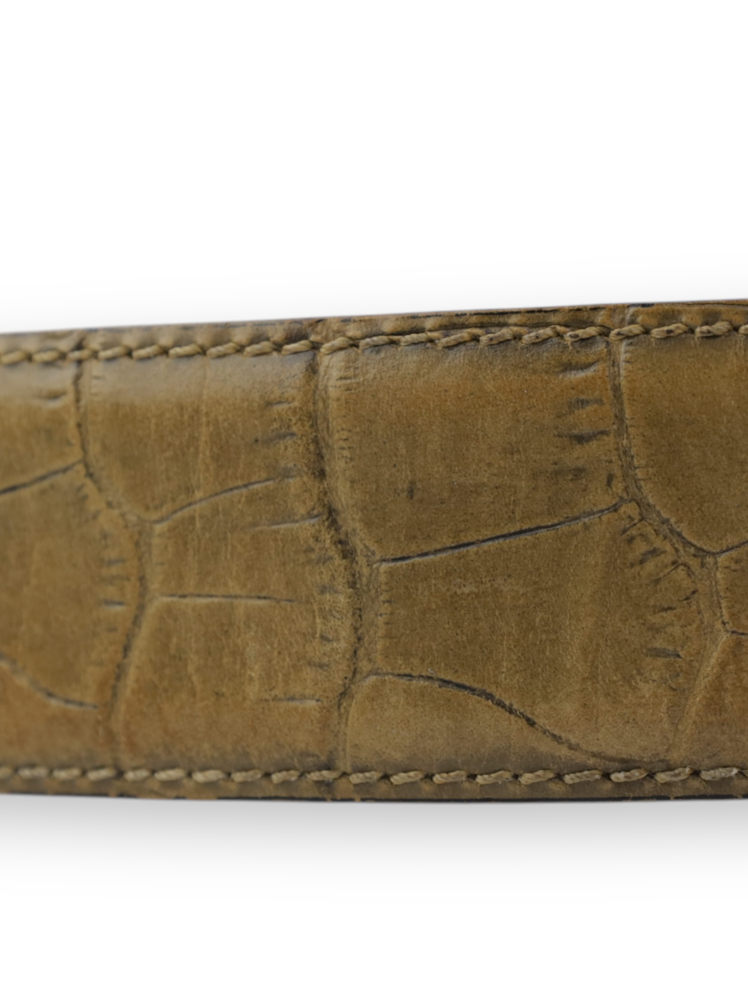 Santoni Light Brown Crocodile Leather Belt