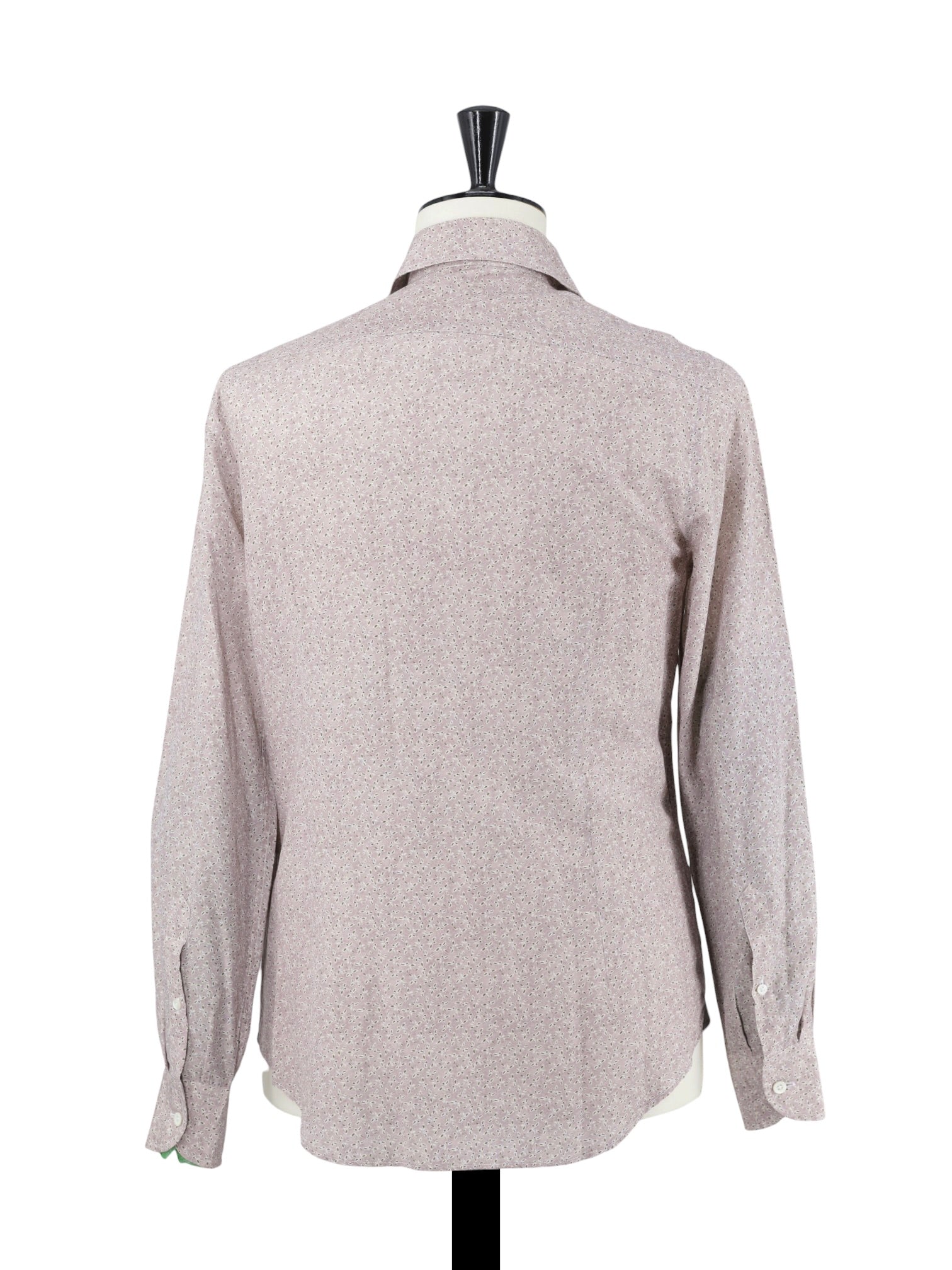 Corneliani Soft Pink & Olive Green Silk & Cotton Geometric Summer Shirt