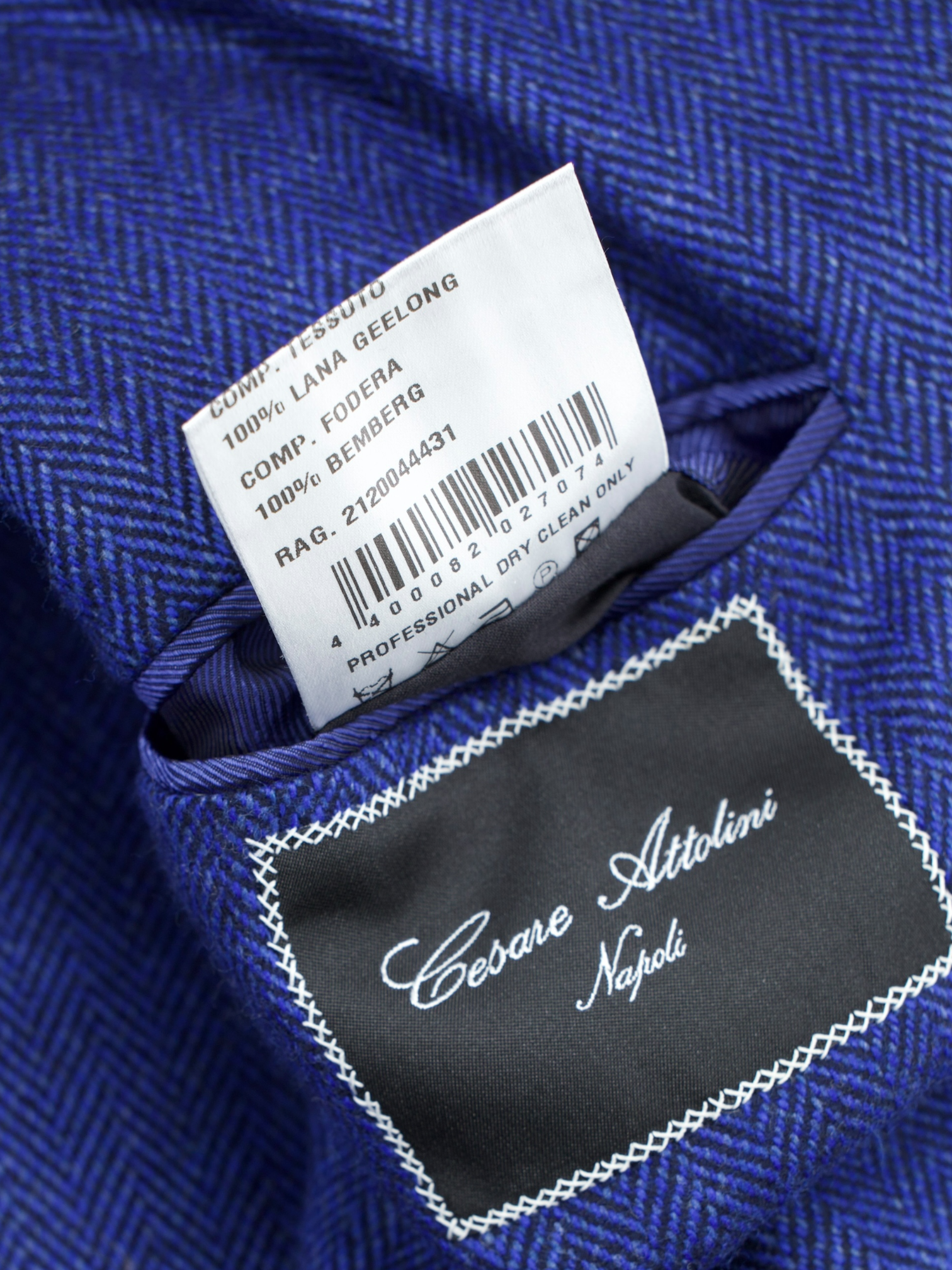 Cesare Attolini Royal Blue Geelong Wool Herringbone Jacket