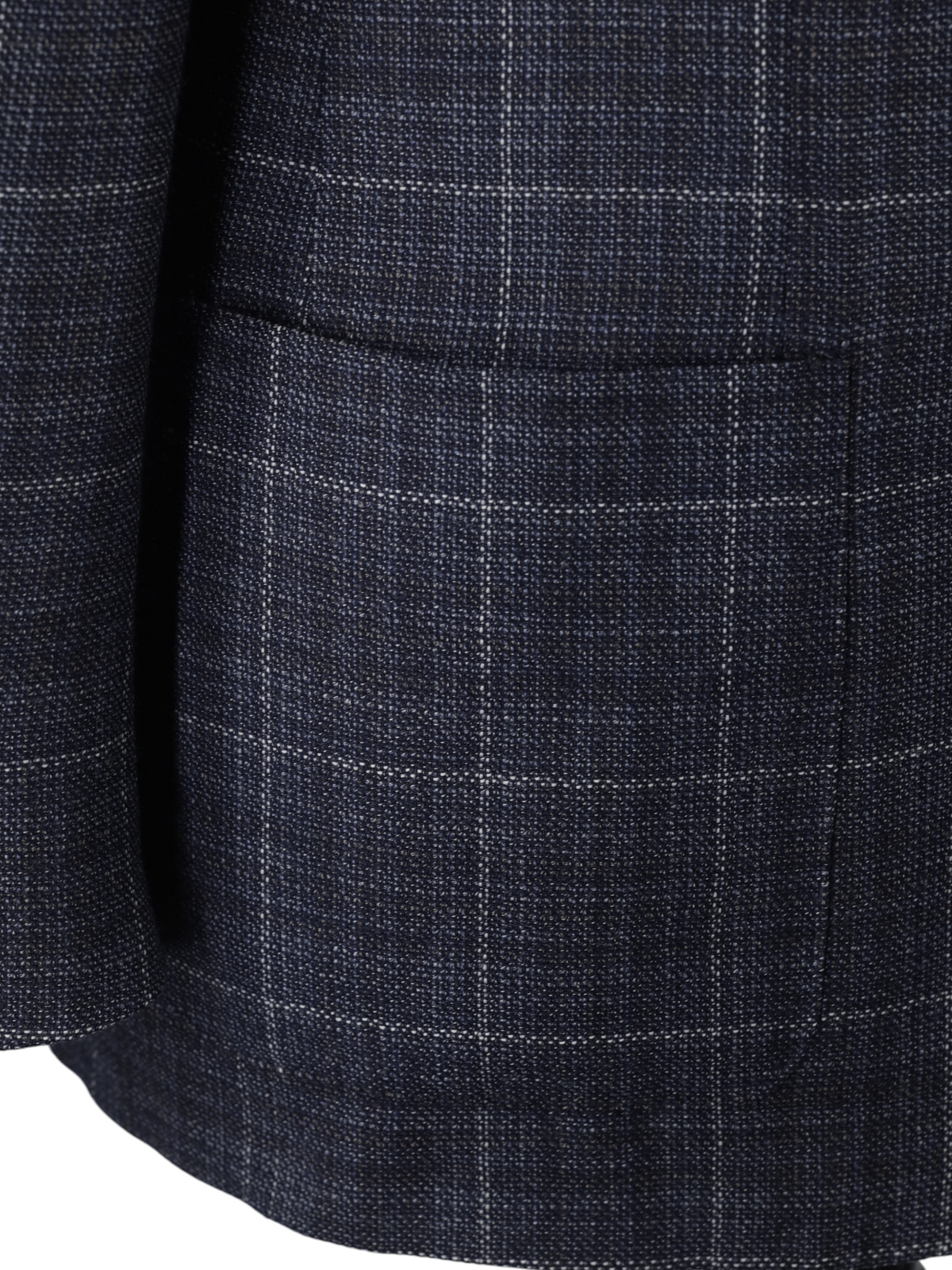 Corneliani Blue Wool Micro-Pattern Windowpane Gate Jacket