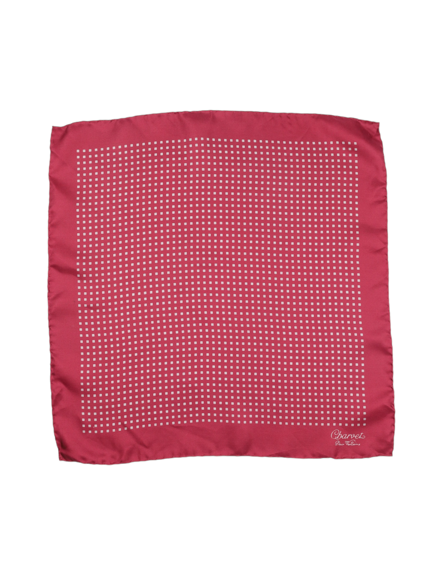 Charvet Red Geometric Silk Pocketsquare