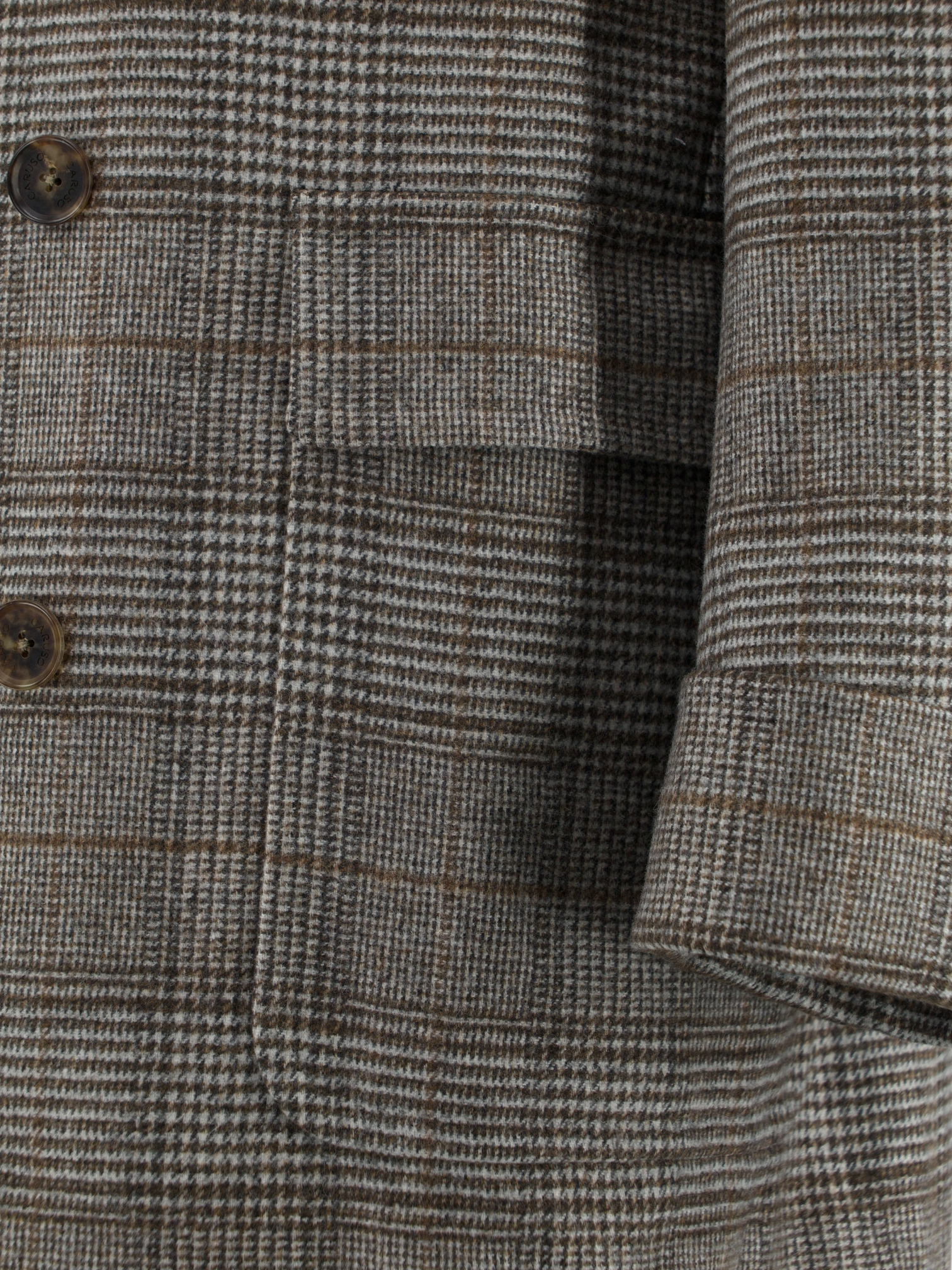 Caruso Light Brown Superfine "Zelander" Wool Prince of Wales Ulster Coat