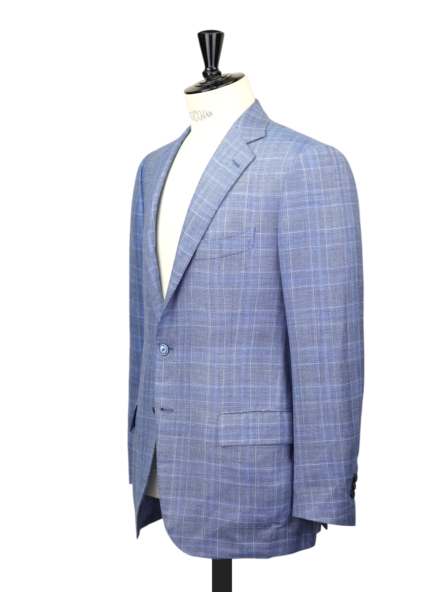 Cesare Attolini Steel Blue Cashmere, Silk & Linen Prince of Wales Jacket