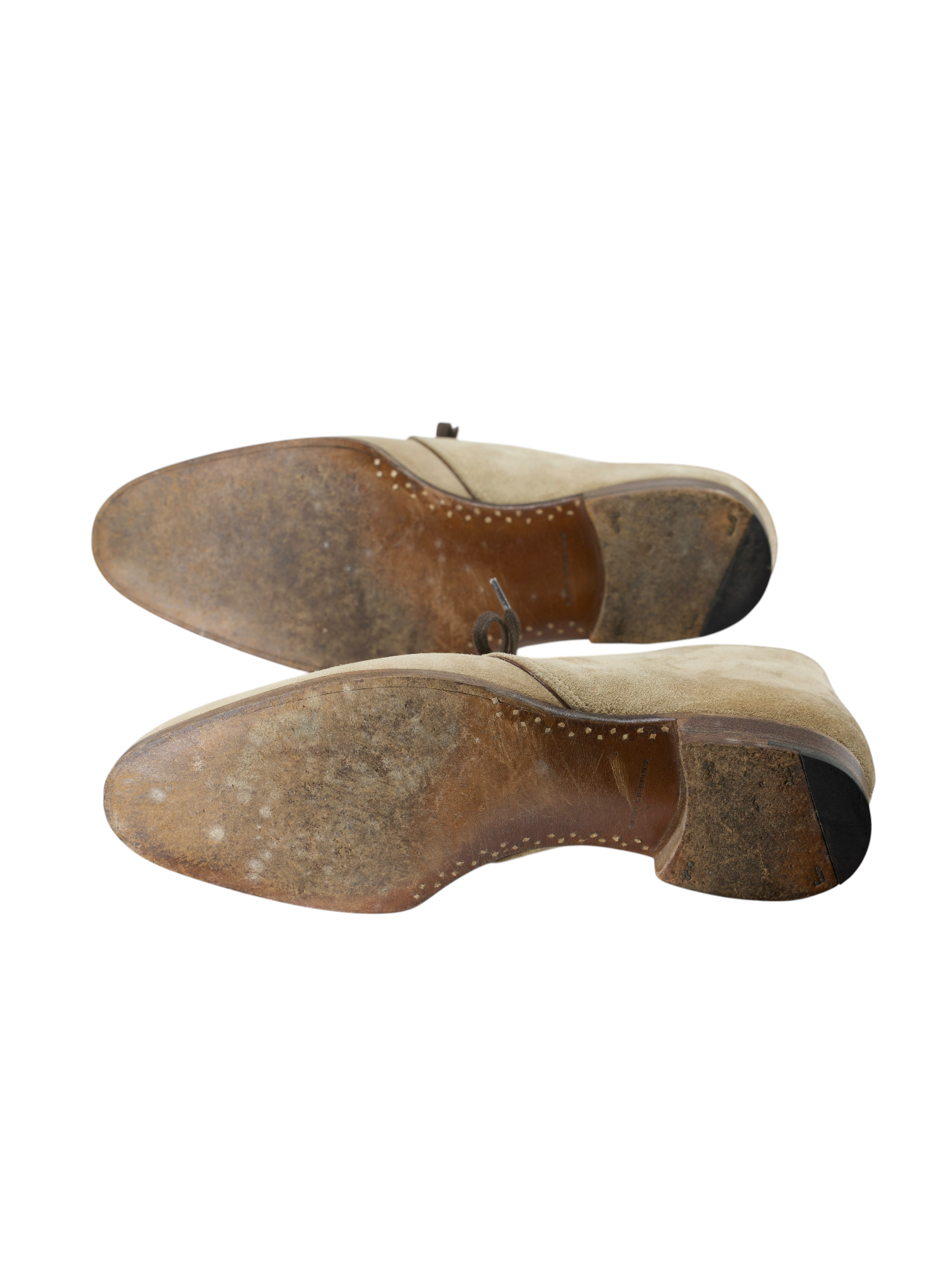 Saint Crispin's Beige Suede Curved-Topline Chukka Boots