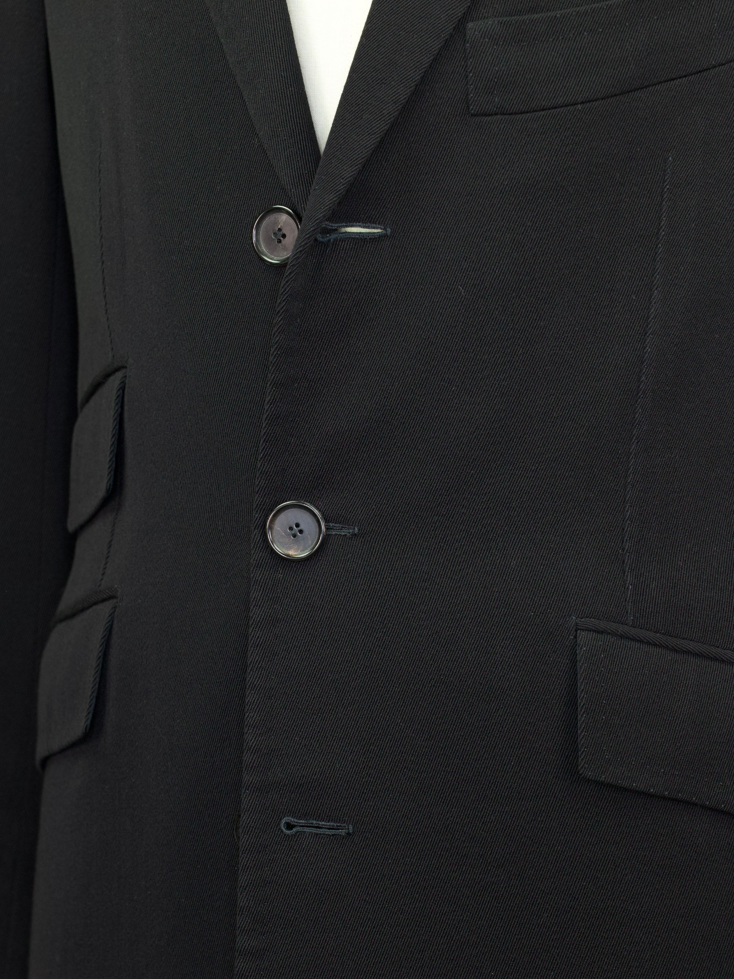 Cesare Attolini Black Wool & Cotton Gabardine-Twill Covert Coat