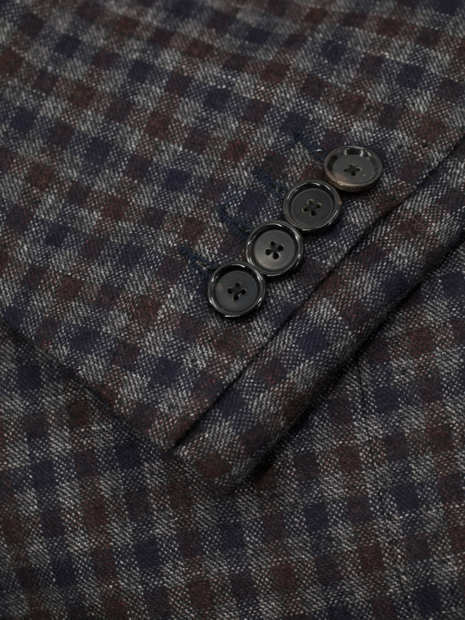 Cesare Attolini Brown & Blue Wool, Silk & Linen Gingham Check Jacket